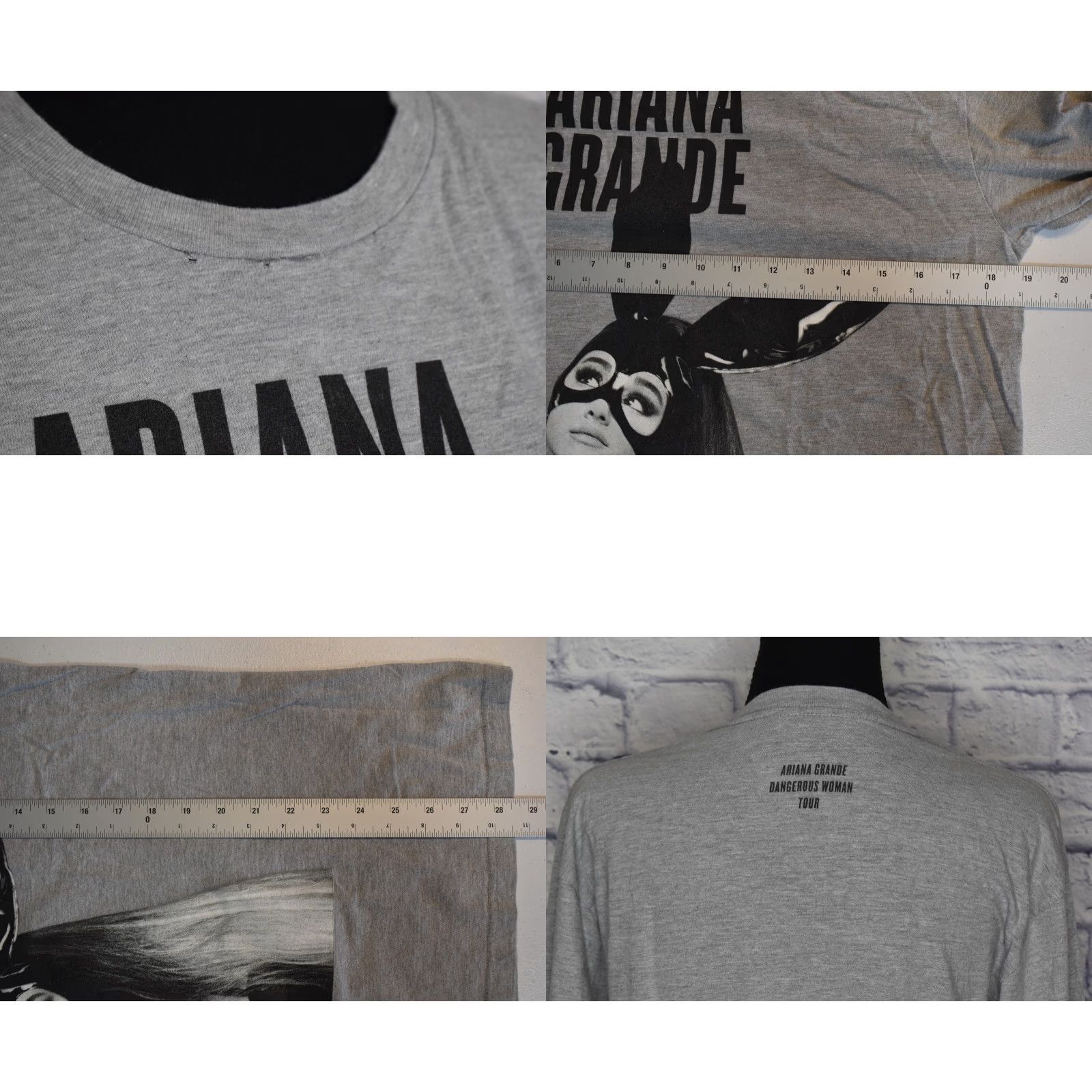 Vintage Ariana Grande Dangerous Woman Tour Long Sleeve Shirt Women S Gray 100% Cotton Graphic Print Fit Regular Crew Neck Distressed Size S / US 4 / IT 40 - 8 Thumbnail