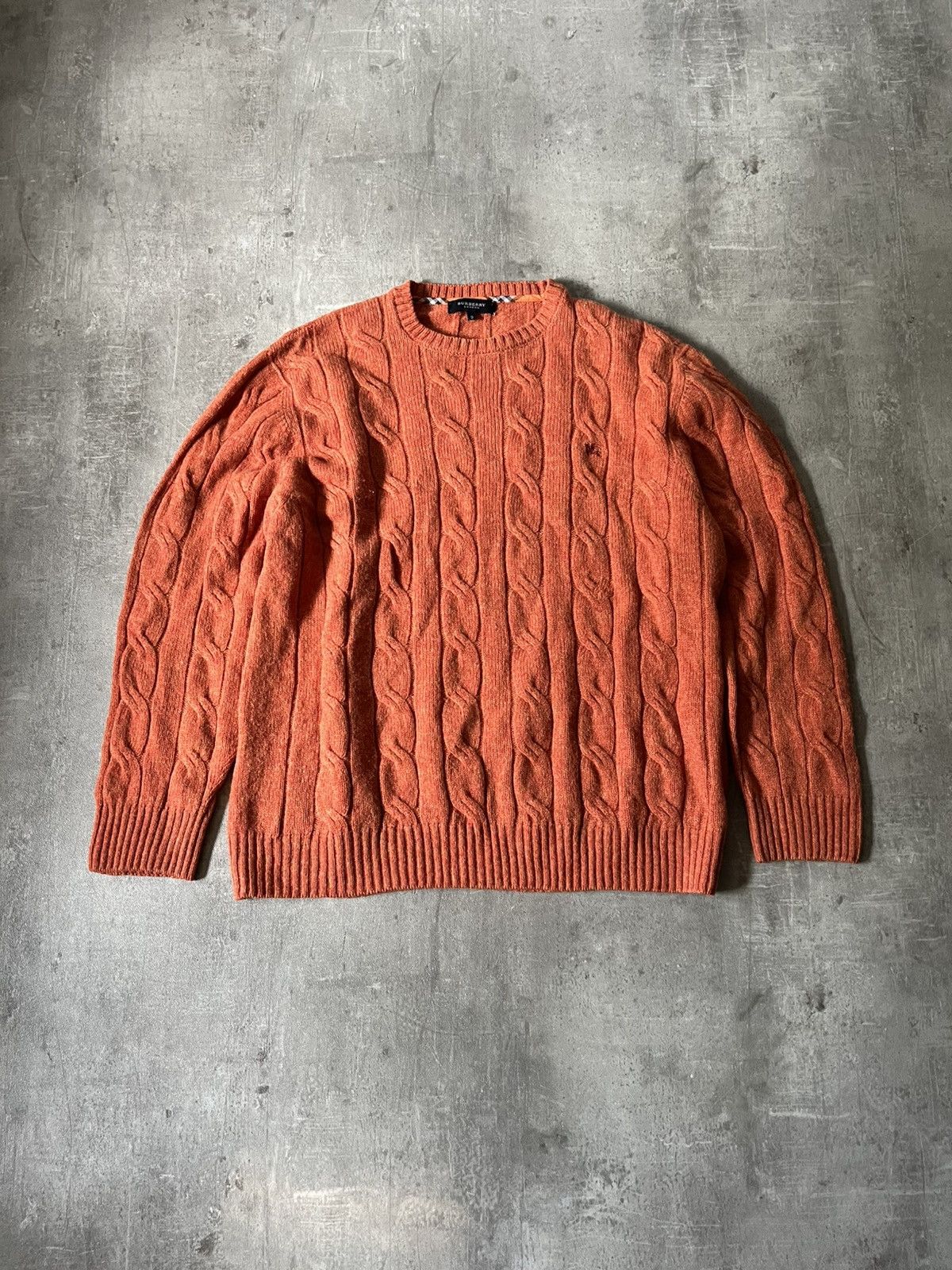 Burberry orange wool braid sweater vintage