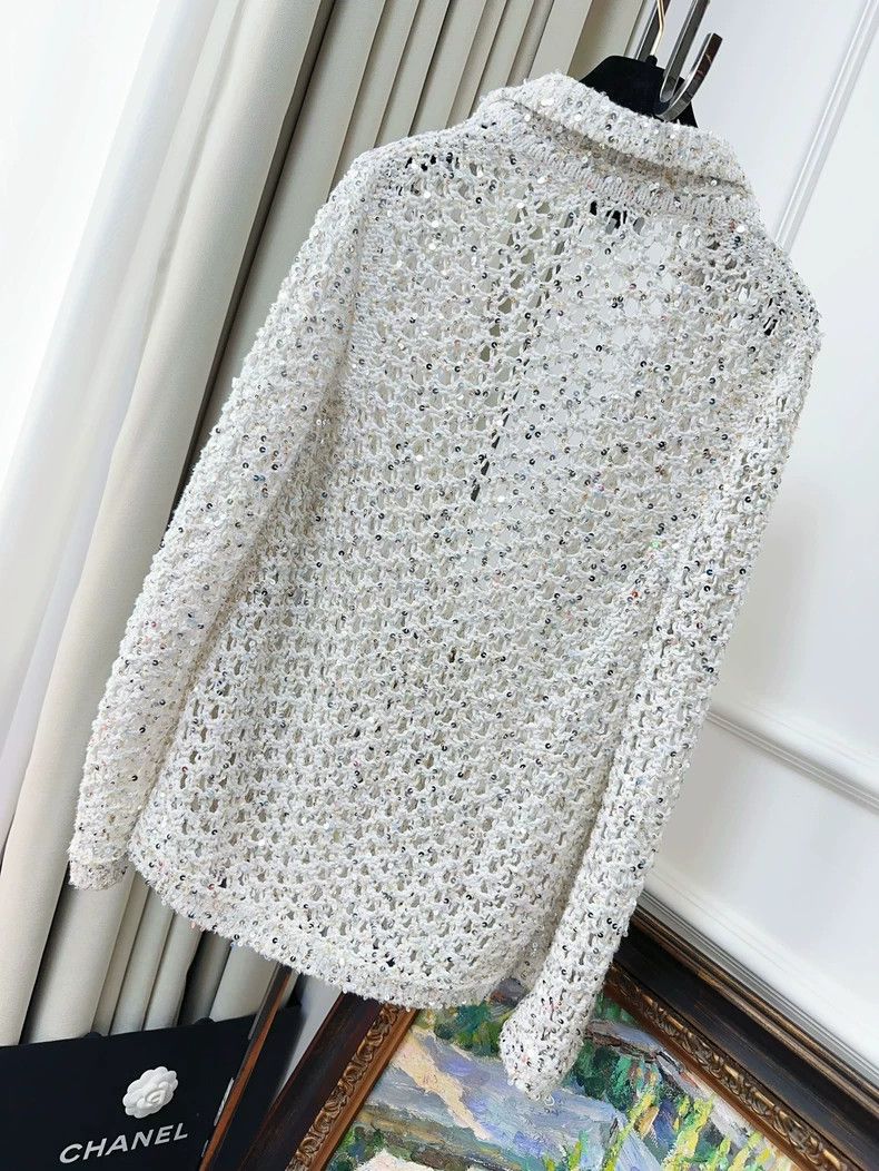 Chanel Chanel 23C early spring vacation white sequin knitted card Size XXS / US 00 / IT 34 - 2 Thumbnail
