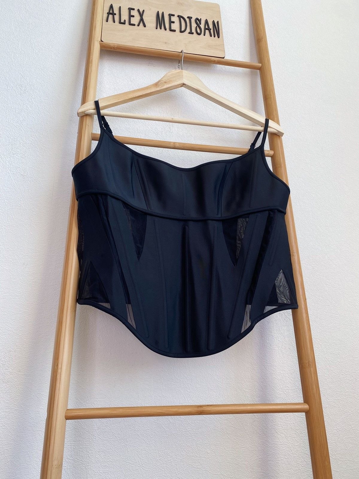H&M × Mugler × Thierry Mugler Mugler x H&M Mesh-Paneled Corset Top Black Size L Size L / US 10 / IT 46 - 6 Thumbnail