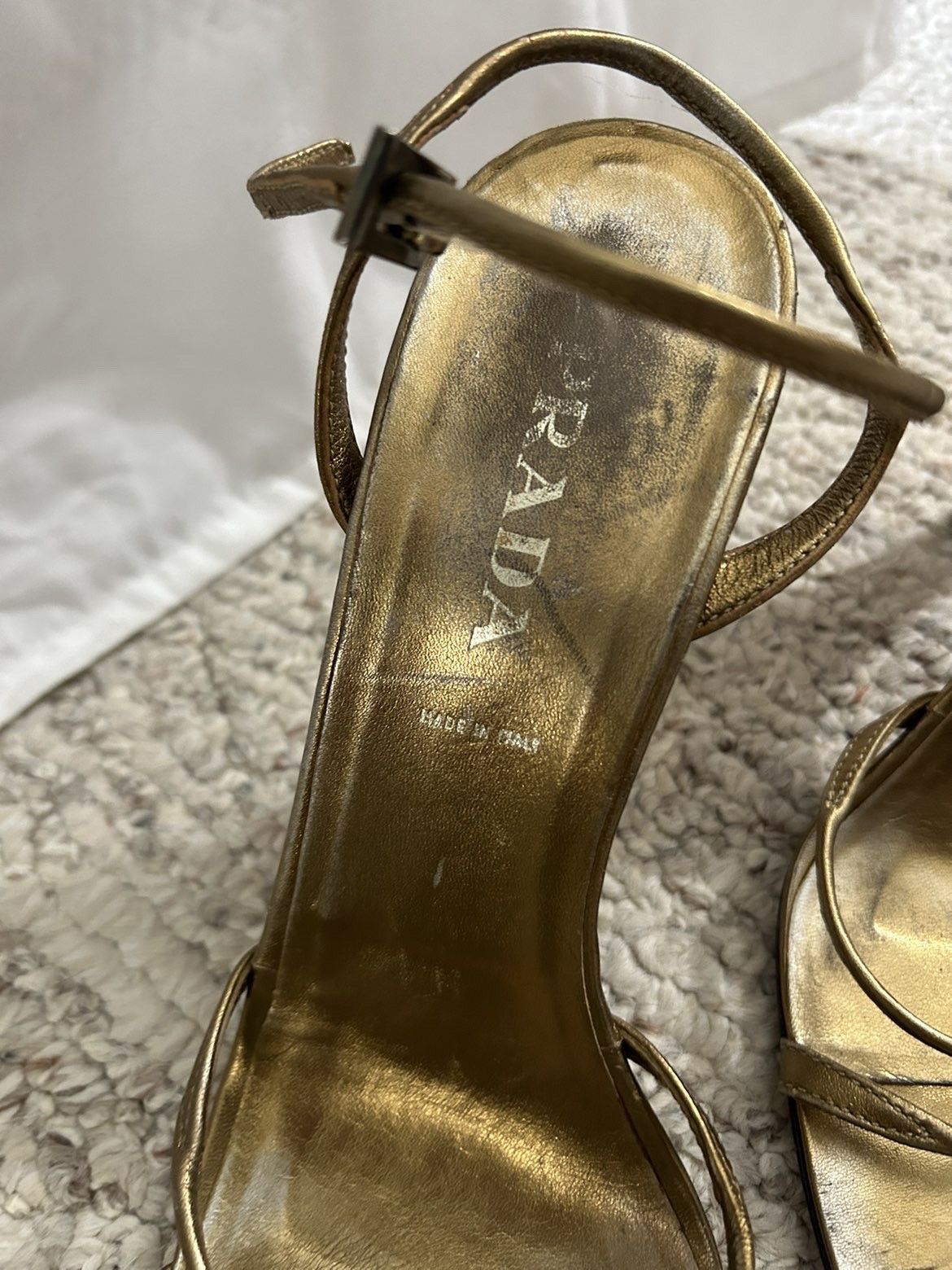 Prada Women’s Gold Prada Strappy Sandals W/Metallic Leather Upper Size US 9.5 / IT 39.5 - 4 Thumbnail