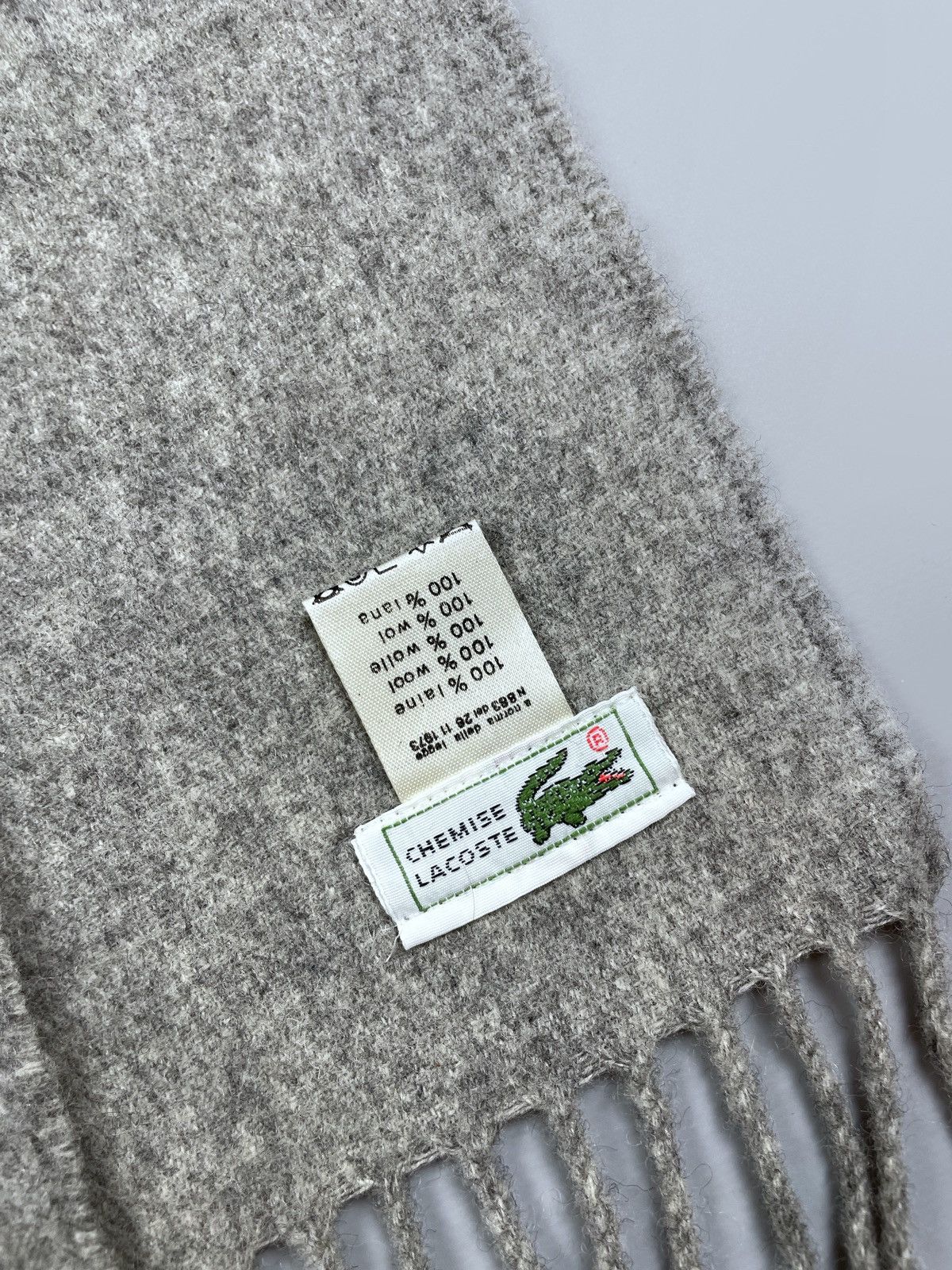 Lacoste Vintage Chemise Lacoste Wool Knit Logo Scarf Neckwear 170 cm Size ONE SIZE - 4 Thumbnail