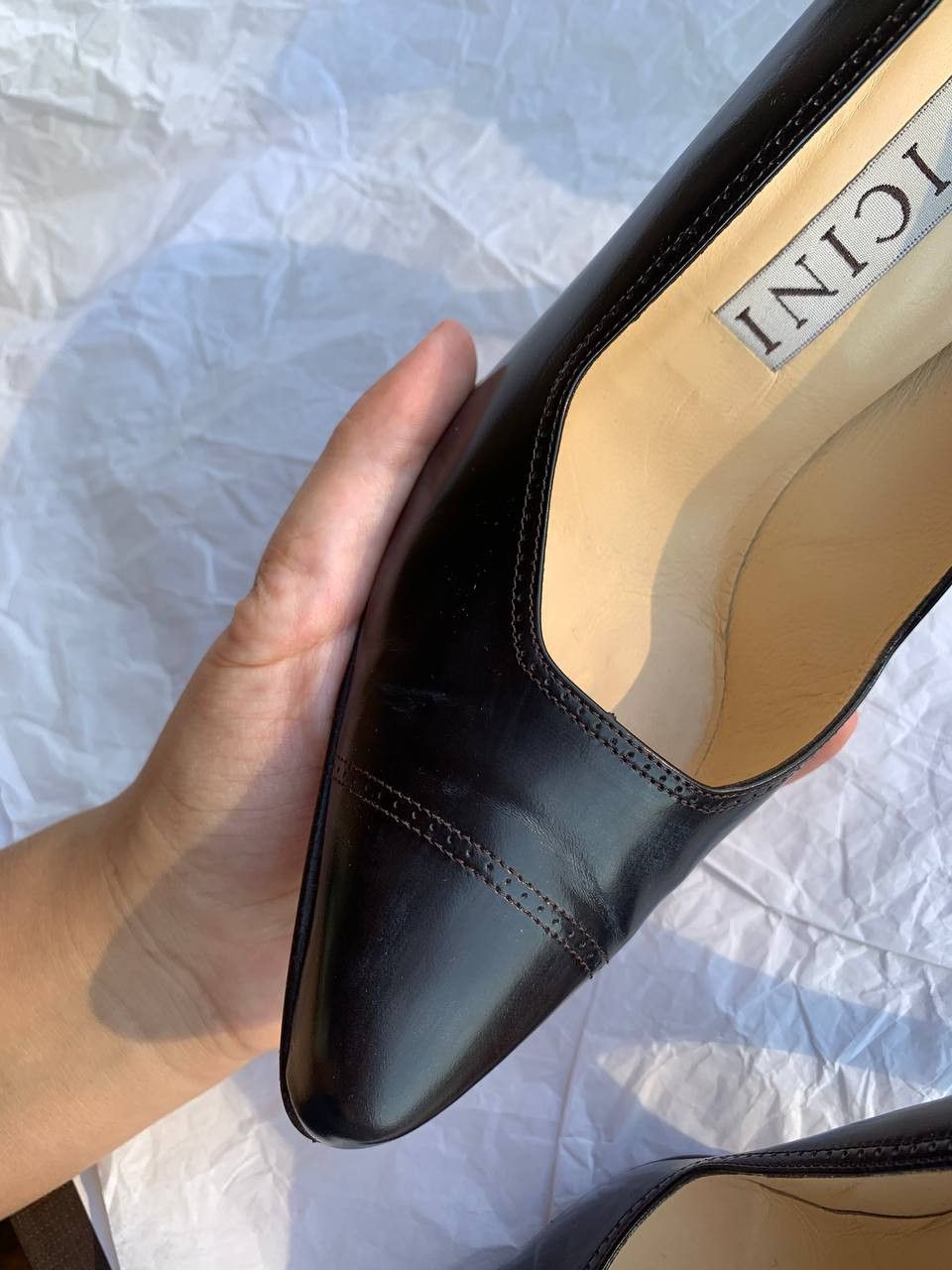 Vintage Vicini vintage dark-brown pumps with pointed toe Size US 6.5 / IT 36.5 - 10 Thumbnail