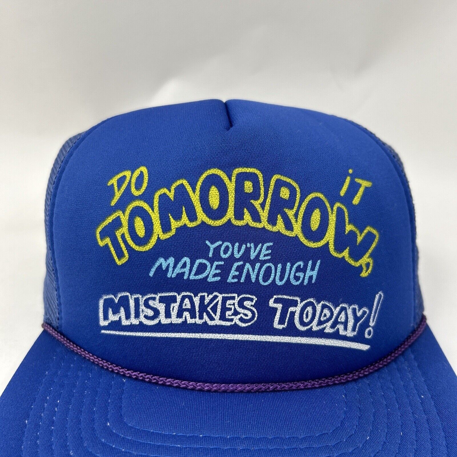 Vintage “Do It Tomorrow You’ve Made Enough Mistakes Today” Hat Size ONE SIZE - 2 Thumbnail