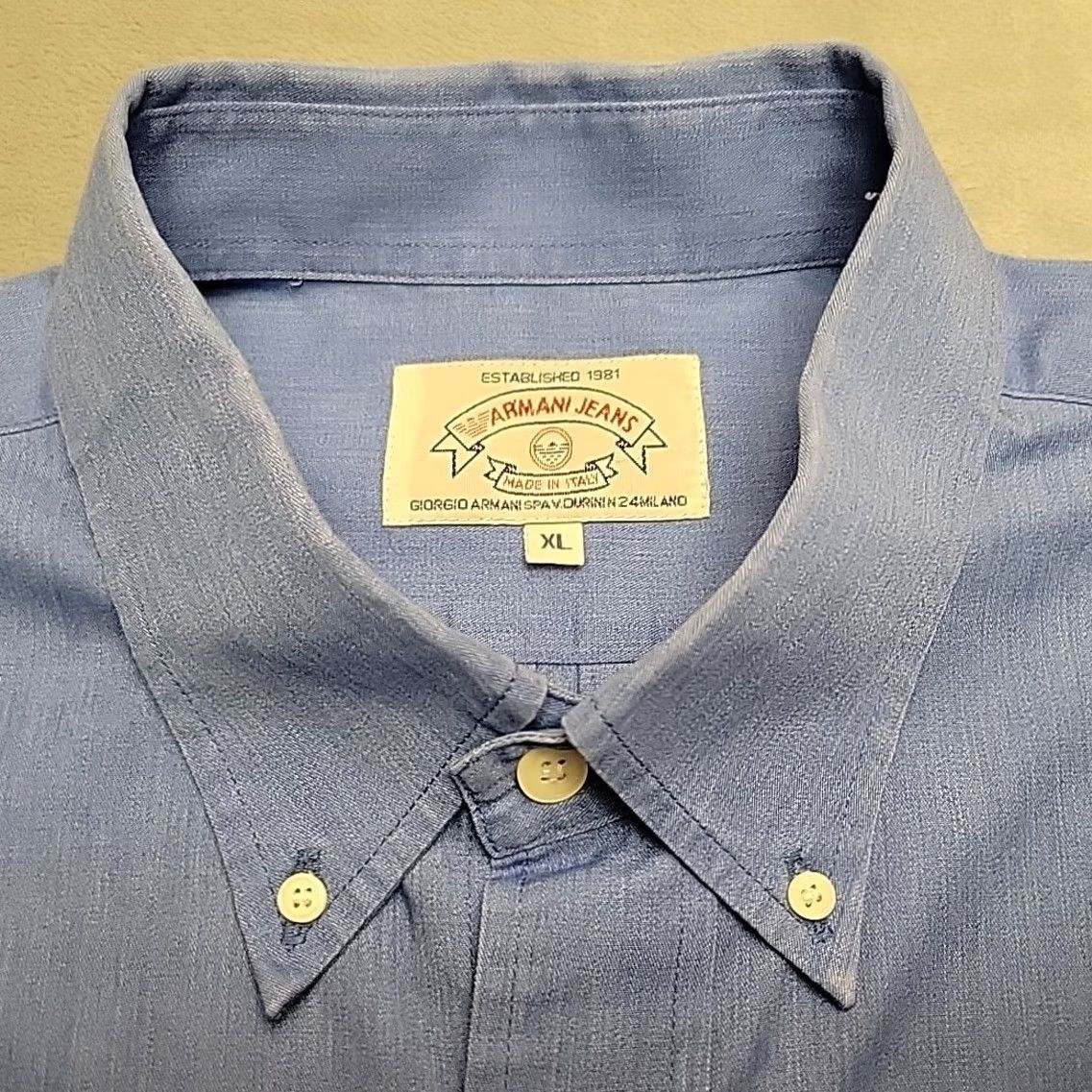 Giorgio Armani Giorgio Armani Jeans Shirt Men XL Blue Long Sleeve Button-Down Made in Italy Size US XL / EU 56 / 4 - 5 Thumbnail