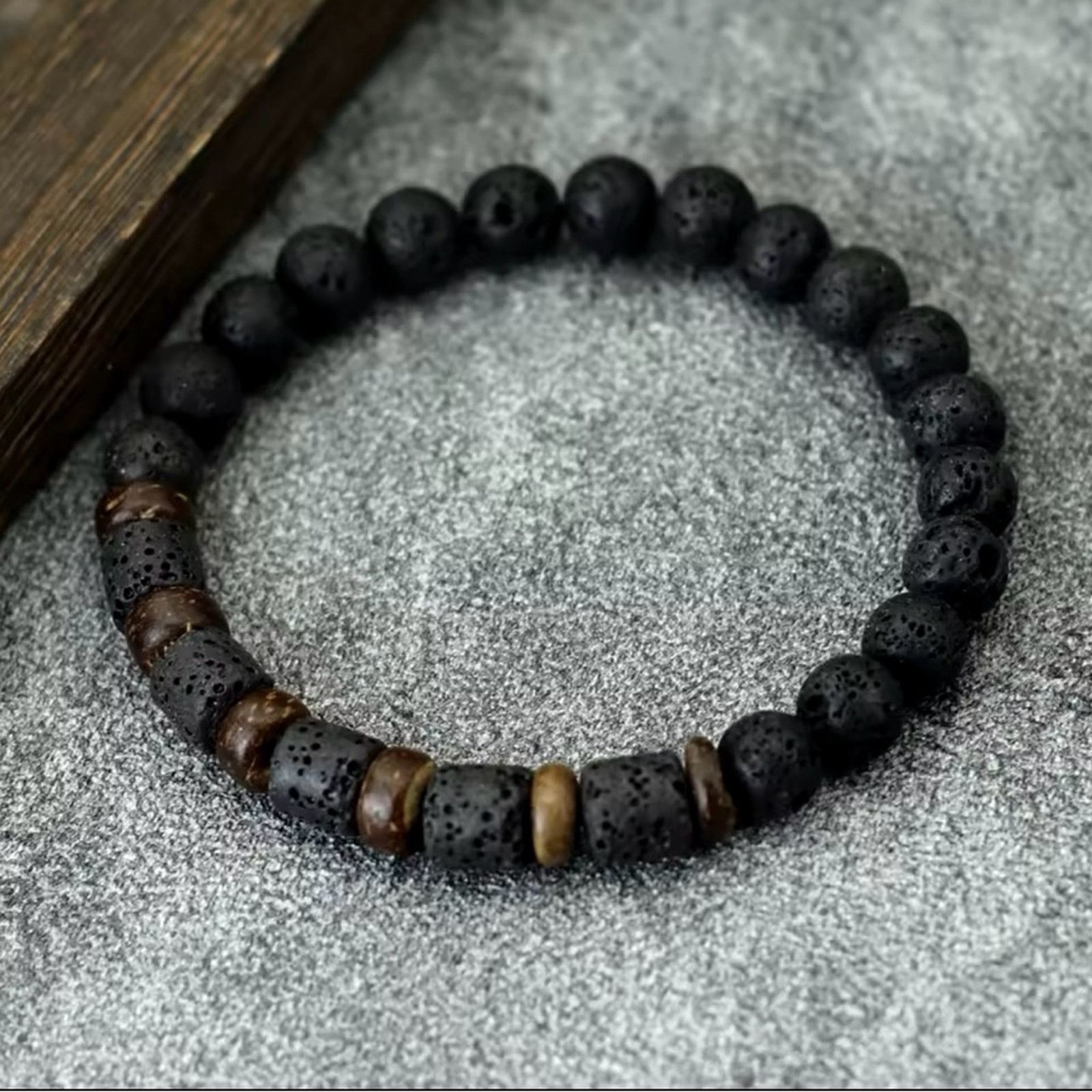 Other Mens Wood Bracelet Natural Volcanic Beads Size ONE SIZE - 2 Thumbnail