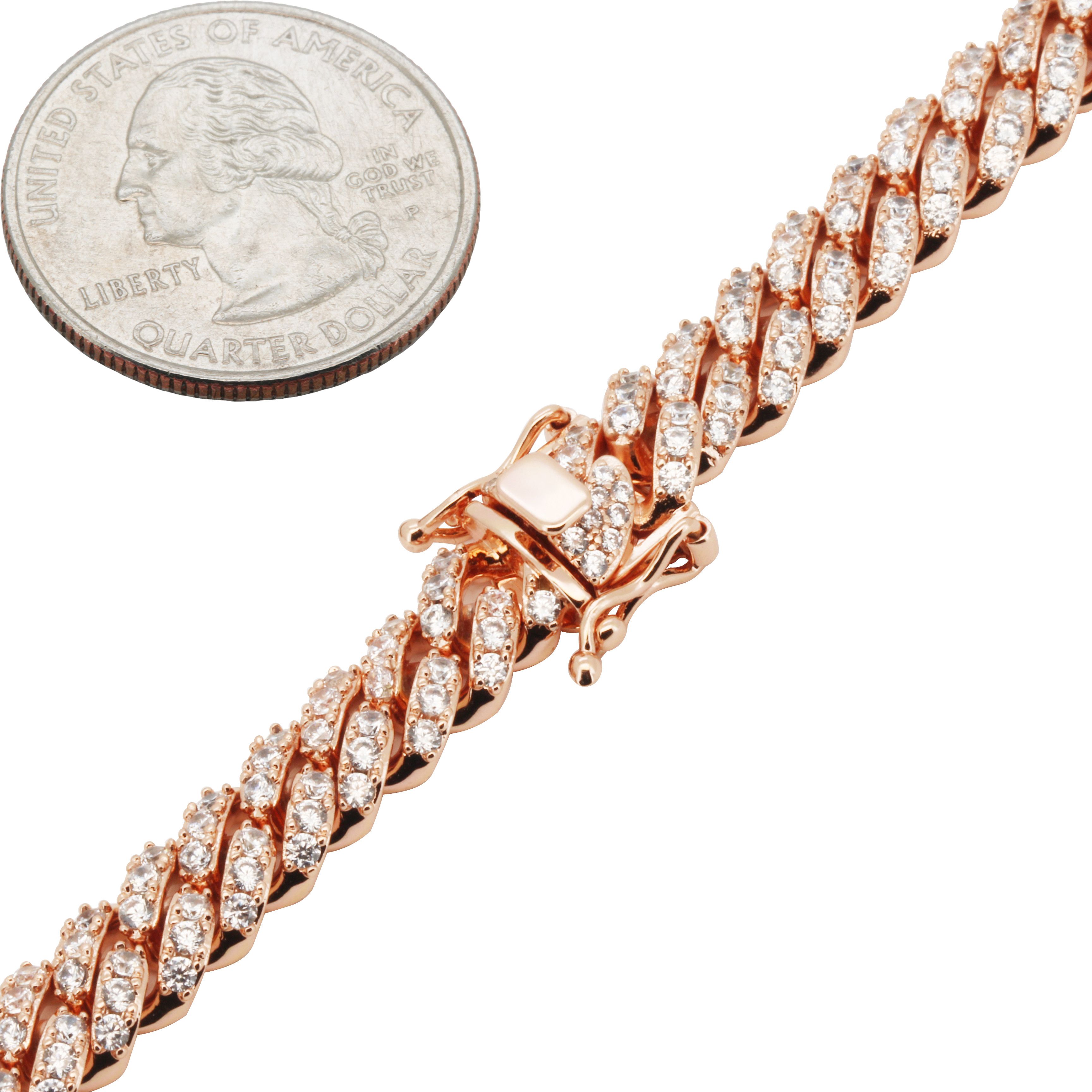 Other 14k Rose Gold Plated AAA CZ 8mm Cuban Chain Necklace 24” Size ONE SIZE - 3 Thumbnail