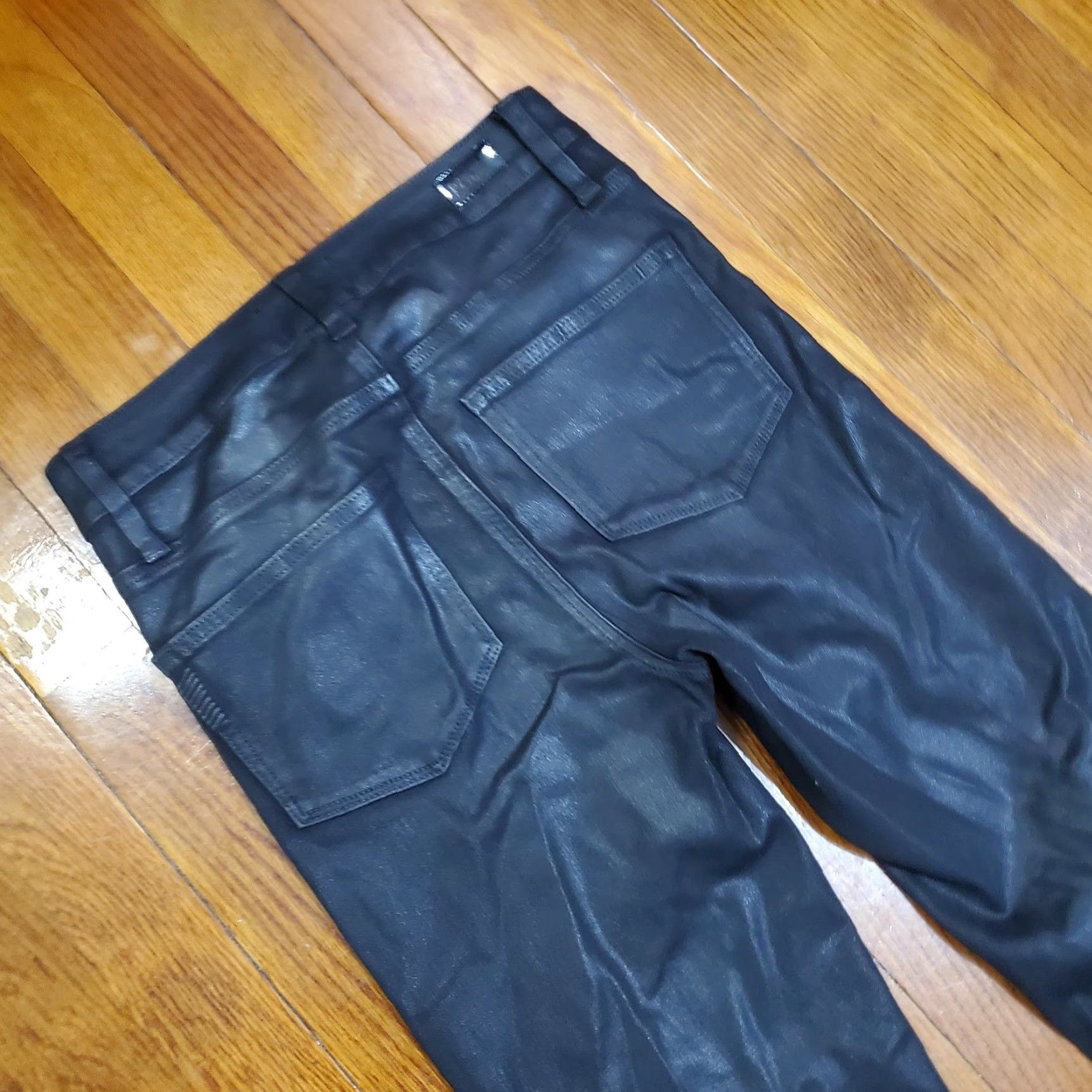 Paige Paige Womens Jeans 26 Black Cindy Coated High Rise Straight Leg Faux Leather Denim Zip Pockets Stretch Vintage: No Mens Womens Size 26" / US 2 / IT 38 - 3 Thumbnail