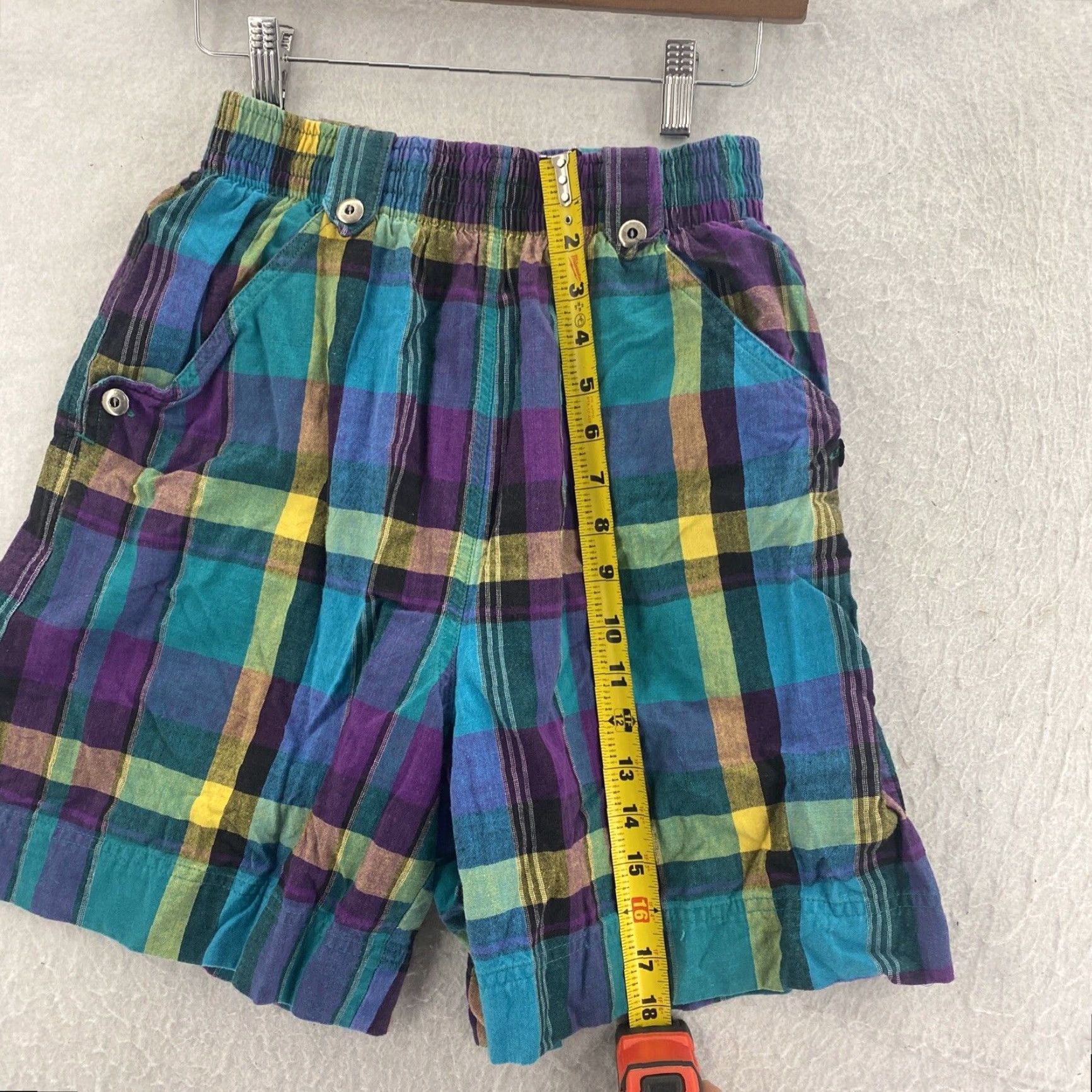 Vintage VINTAGE Hunt Club 90s High Rise Purple Plaid Mom Shorts Womens Medium Size 32" / US 10 / IT 46 - 3 Thumbnail