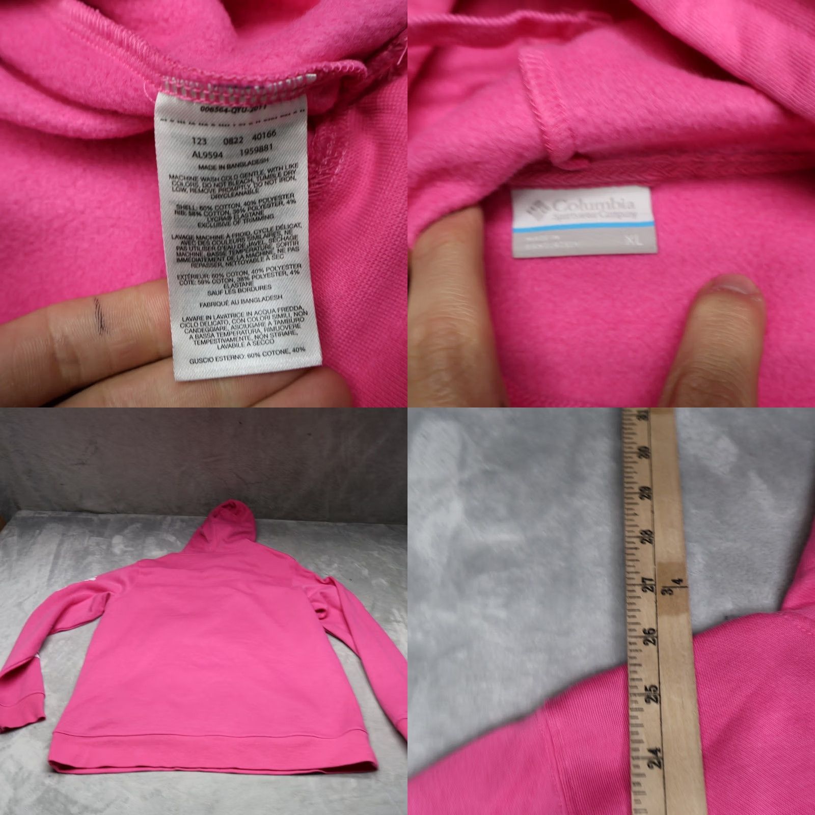 Pinko Columbia Womens XL Pink Hoodie Fleece Pullover Sweatshirt Trek Graphic Sleeve Size XL / US 12-14 / IT 48-50 - 8 Thumbnail