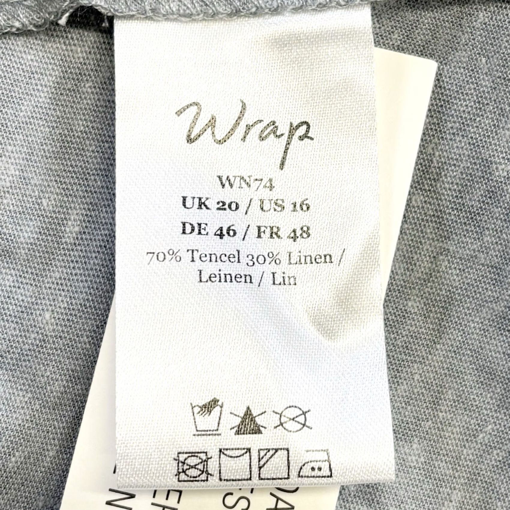 Vintage Wrap London Top UK20 Women’s Steel Blue Long Sleeve BNWT Defect Back Snag Linen Tencel Pullover V-Neck Casual Shirt Ladies Size 3XL / US 20-22 - 7 Thumbnail