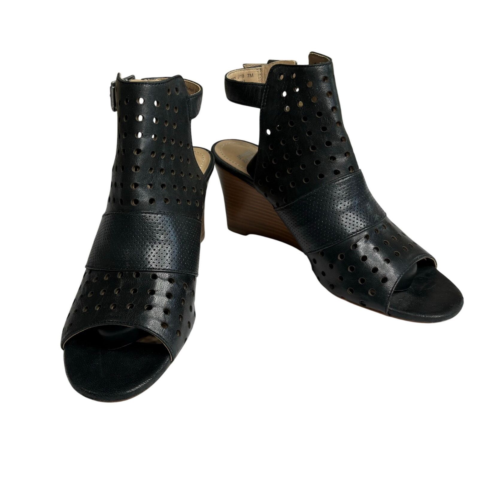 Johnston & Murphy Johnston & Murphy Braley Perf Wedge Black Cage Sandals 7M Size US 7 / IT 37 - 1 Thumbnail