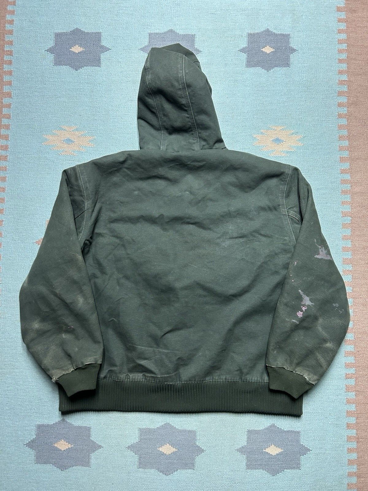 Vintage Vtg Carhartt hooded work jacket J130 MOS moss green faded XL Size US XL / EU 56 / 4 - 5 Thumbnail