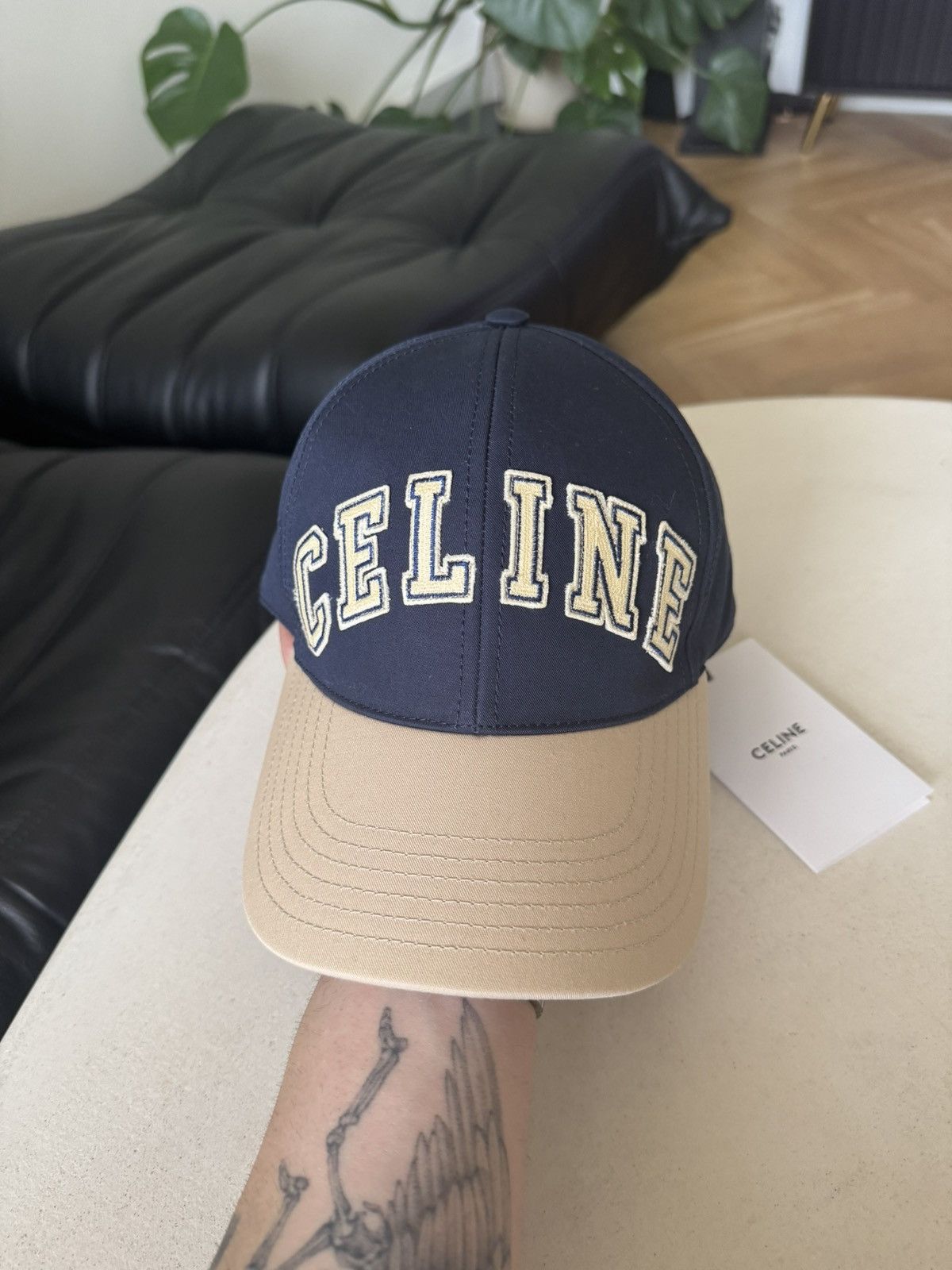 Celine Varsity Navy and Beige Embroidered Logo Baseball Cap SOLD ON EBAY!!!! CÉLINE New | Mercari main image 2