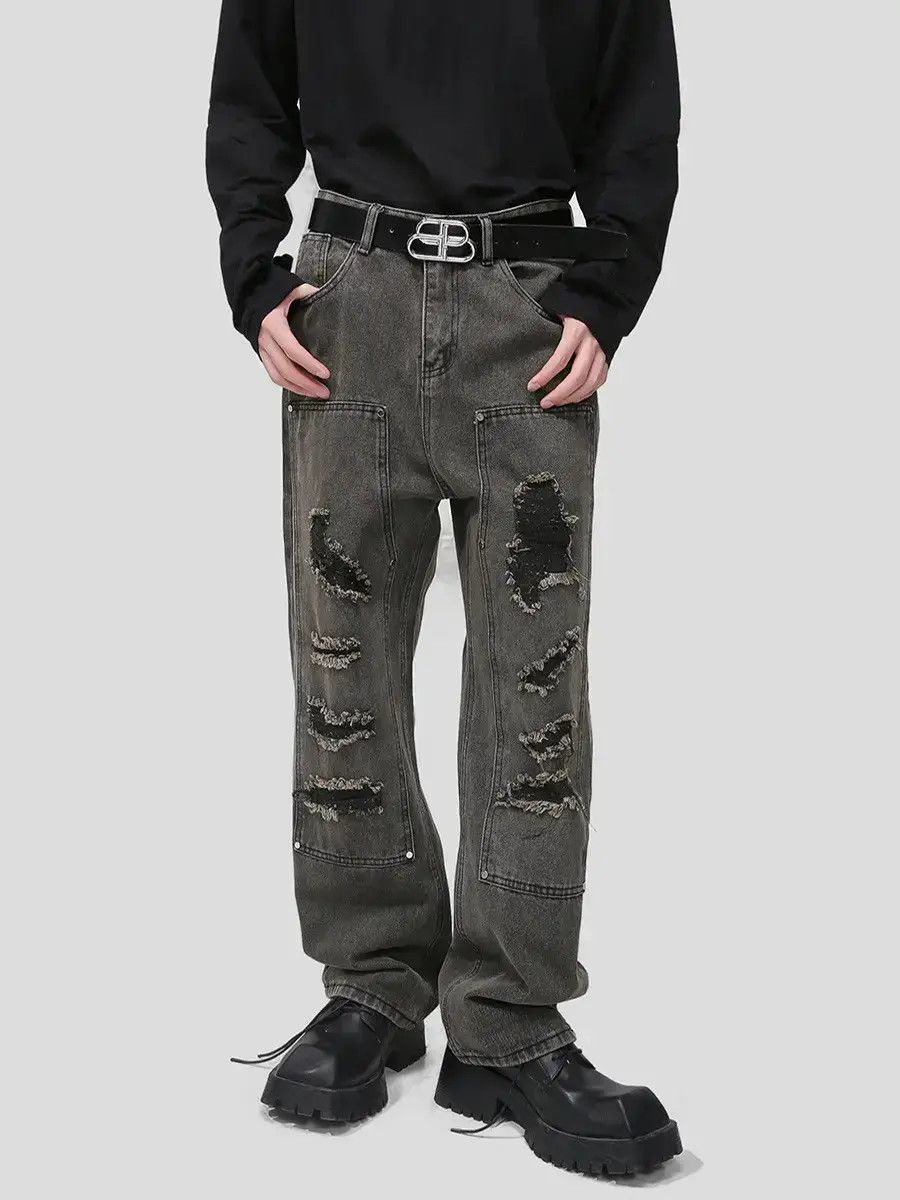 Japanese Brand Retro loose hip-hop ripped jeans Size US 32 / EU 48 - 1 Thumbnail