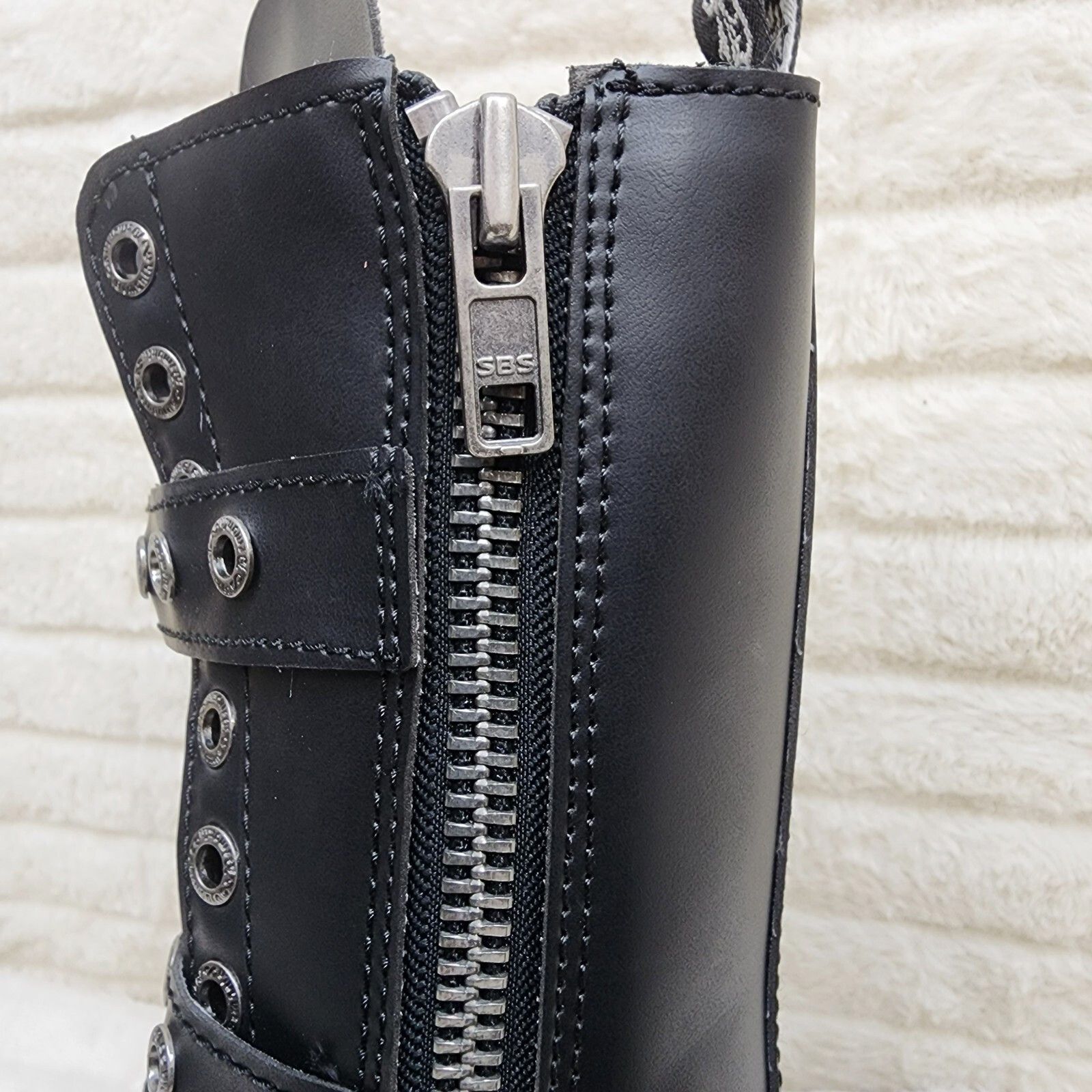 Demonia Cult DEMONIA Bolt 330 Goth Combat Biker Ankle Boots Black Matte M Size US 6 / EU 39 - 9 Thumbnail