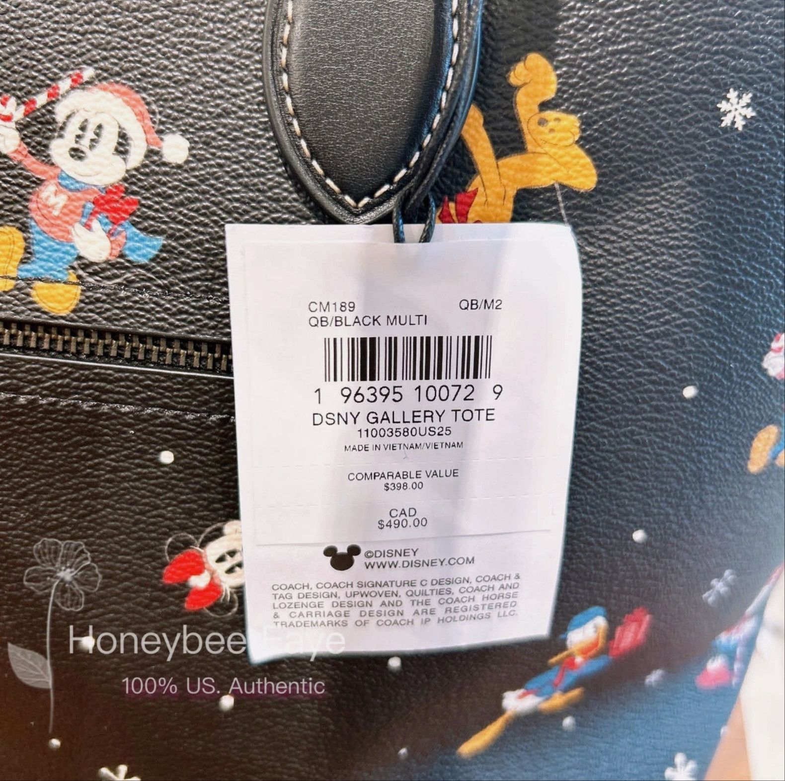 Coach NWT Disney X Coach Gallery Tote With Holiday Print CM189 Size ONE SIZE - 6 Thumbnail