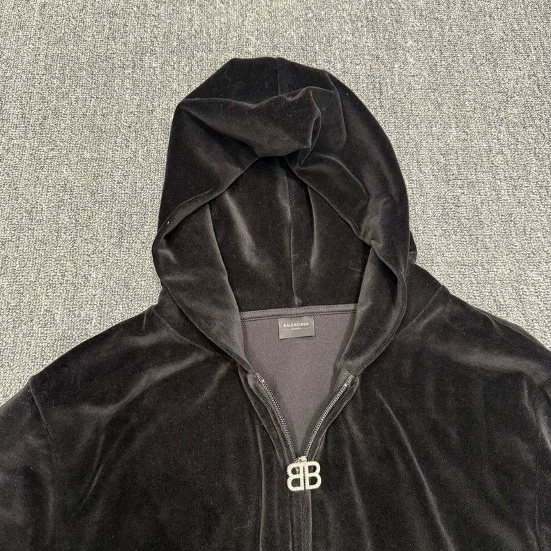 Balenciaga Balenciaga Black velvet zip-up velvet jacket Size L / US 10 / IT 46 - 4 Thumbnail