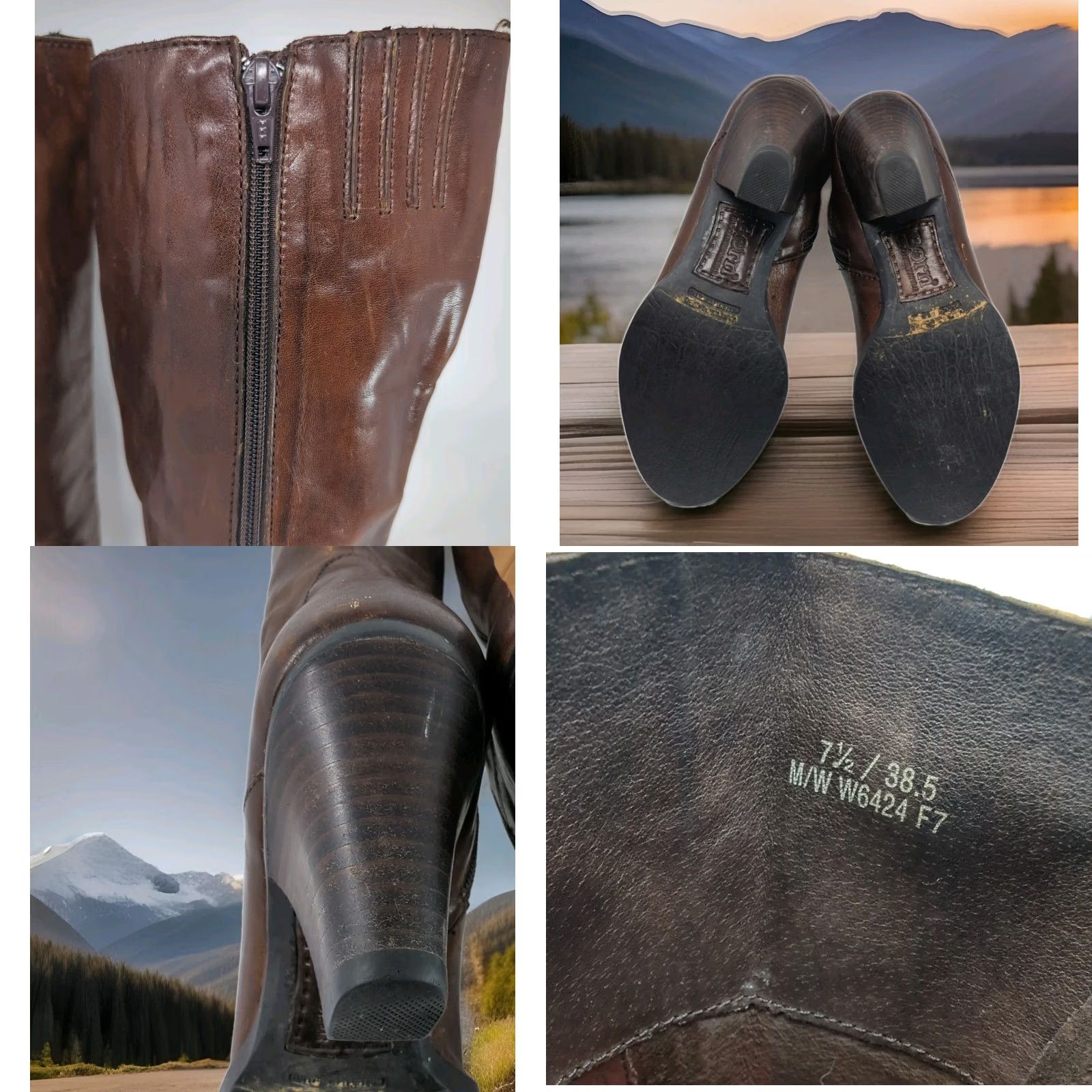 Born Børn Women 7.5 Brown Leather Knee High Riding Boots Side Zip Size US 8 / IT 38 - 8 Thumbnail