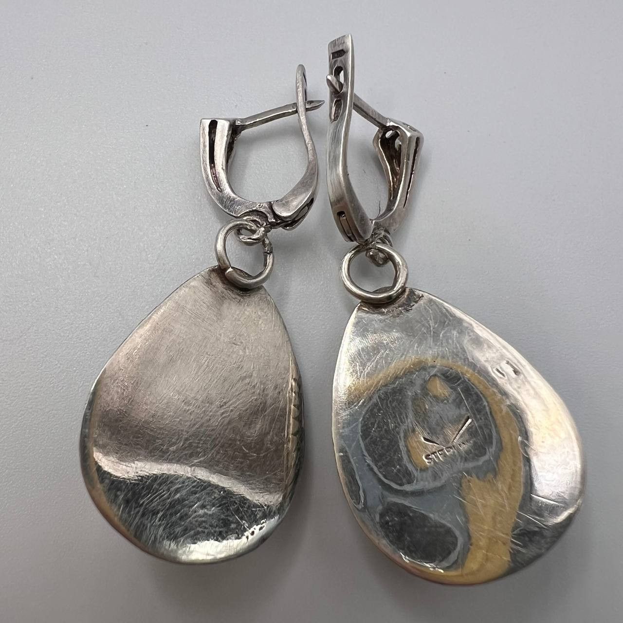 Sterling Silver Vintage Sterling Silver 925 Earrings Turquoise Stone Marked Size ONE SIZE - 3 Thumbnail