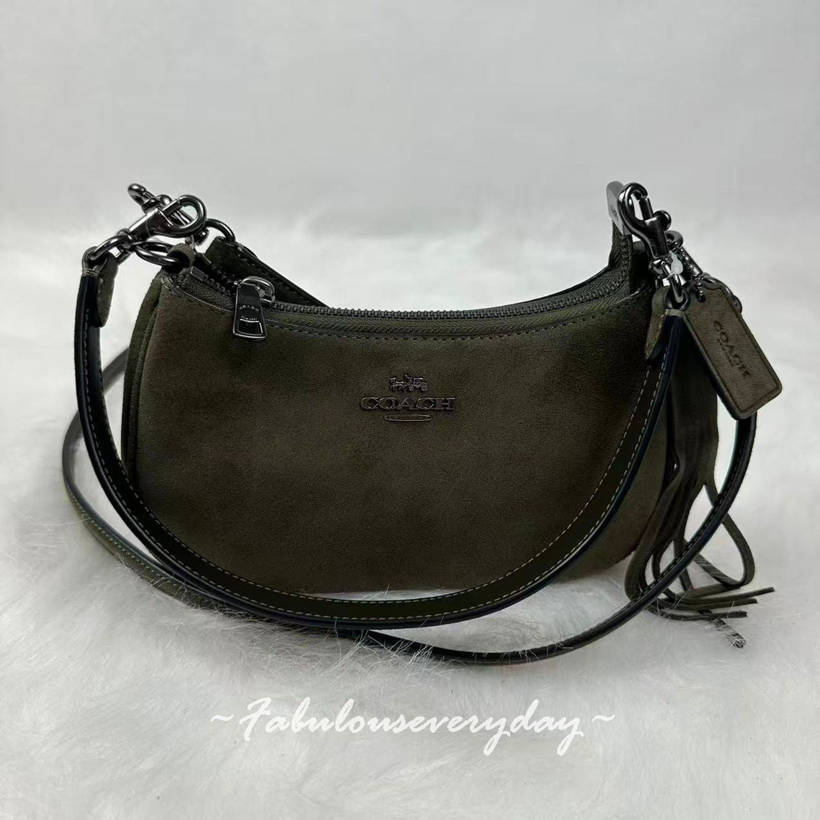 Coach Coach Teri Mini Shoulder/Crossbody Suede/Gunmetal/Army Green Size ONE SIZE - 2 Thumbnail