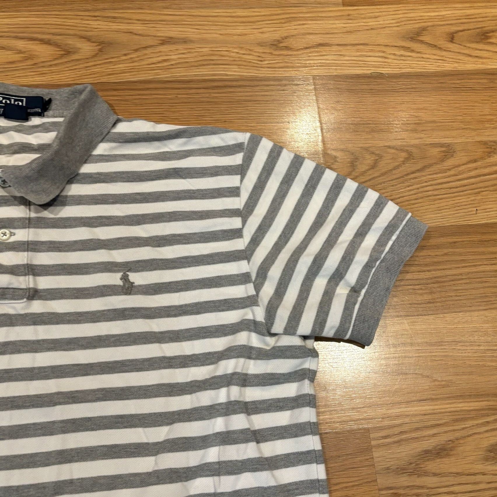 Polo Ralph Lauren Polo Ralph Lauren Shirt Gray Striped Polo Short Sleeve Collared Preppy Mens Sz L Size US L / EU 52-54 / 3 - 5 Thumbnail