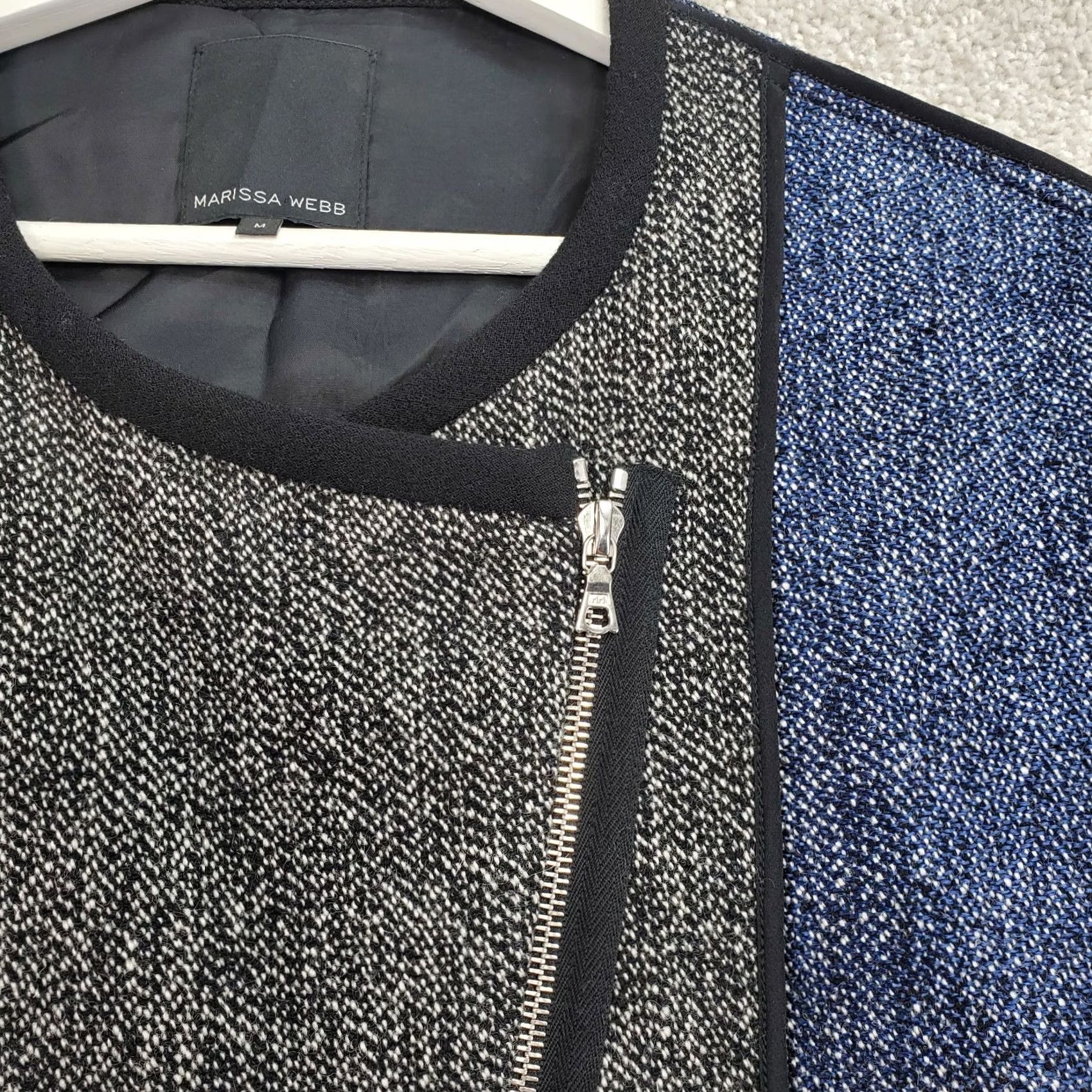 Marissa Webb Marissa Webb Jacket Womens Medium Gray Blue Wool Asymmetrical Zip Cropped Phoebe Size M / US 6-8 / IT 42-44 - 6 Thumbnail