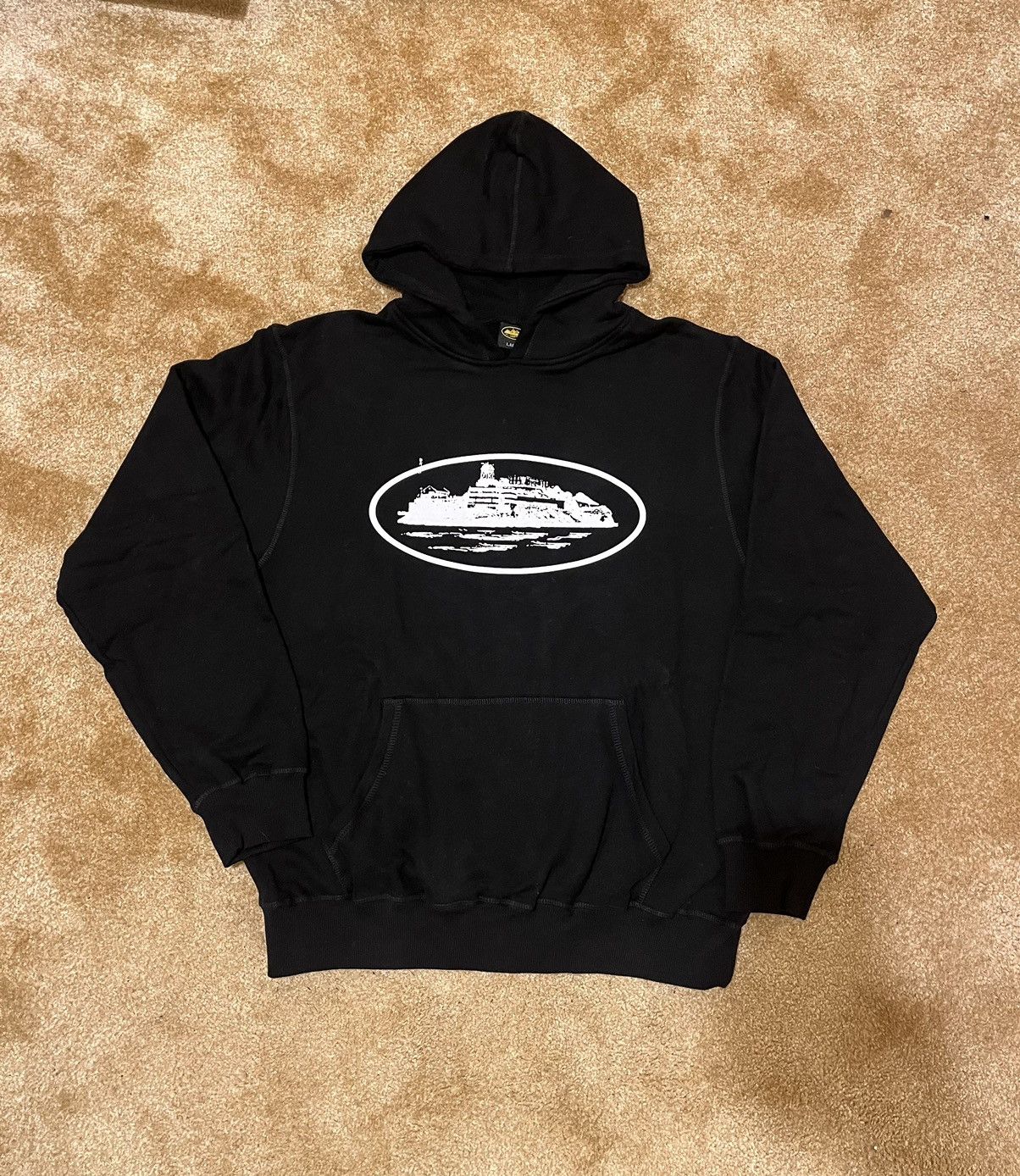 image of Corteiz Alcatraz Hoodie in Grey, Men's (Size Large)