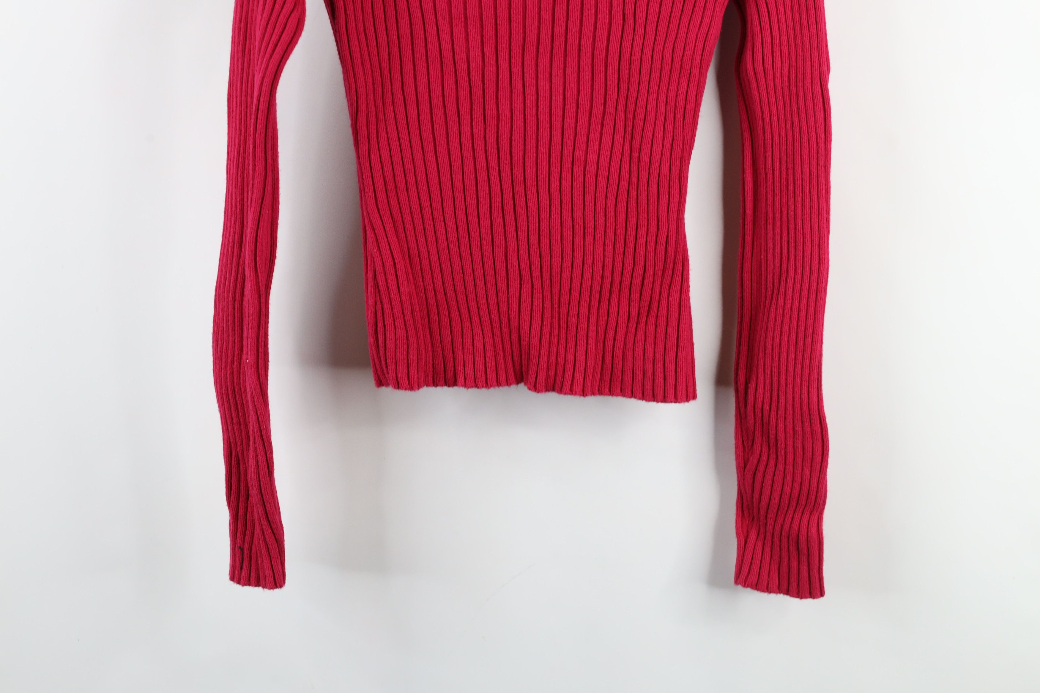 Guess × Vintage Vintage 90s Y2K Guess Cropped Ribbed Knit Turtleneck Sweater Size L / US 10 / IT 46 - 10 Thumbnail