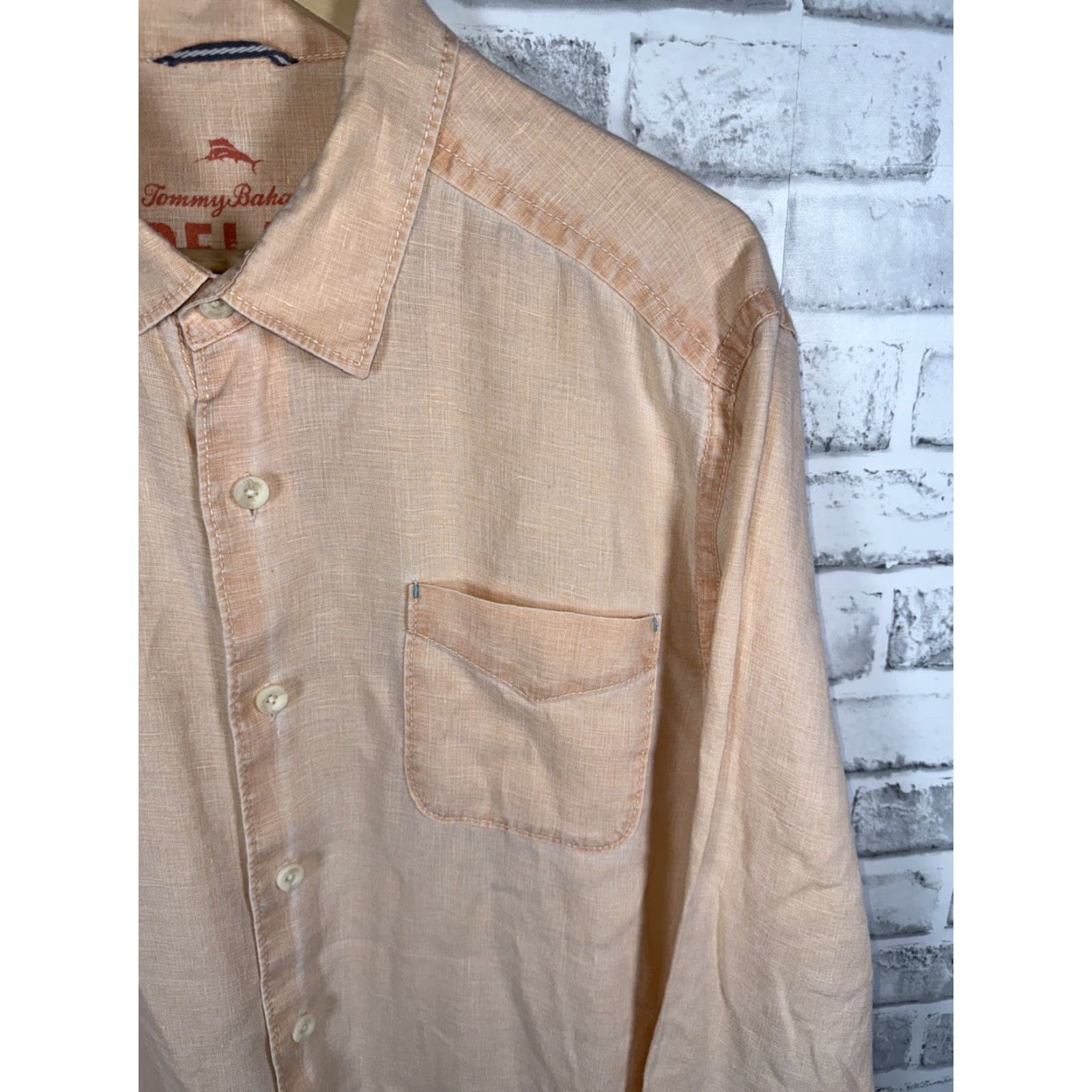 Tommy Bahama TOMMY BAHAMA Relax Off Pink 100% Linen Long Sleeve Shirt Mens L Size US L / EU 52-54 / 3 - 3 Thumbnail