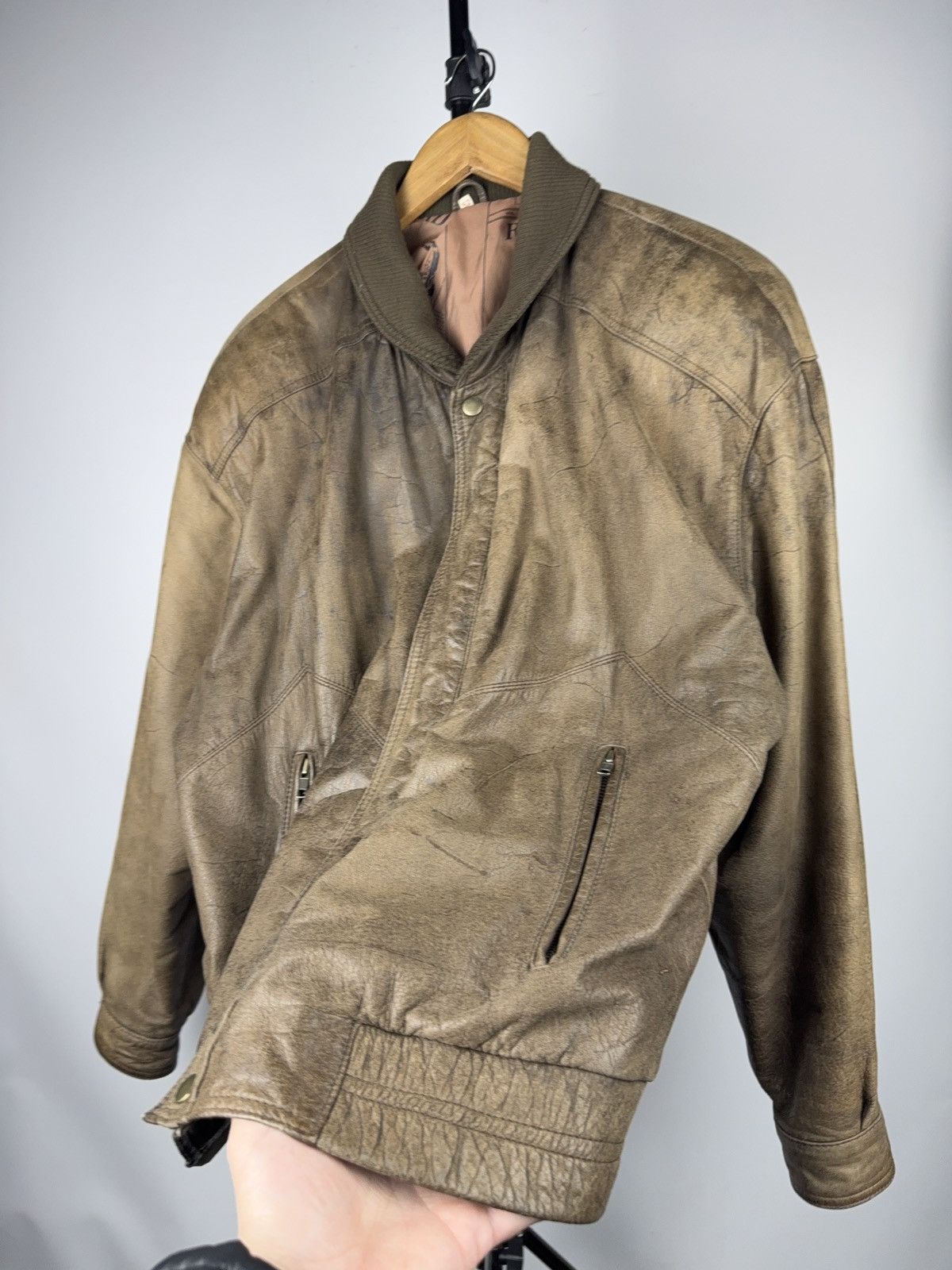 Genuine Leather Vintage Leather Bomber Aviator Flight Jacket Avirex Style Size US L / EU 52-54 / 3 - 3 Thumbnail