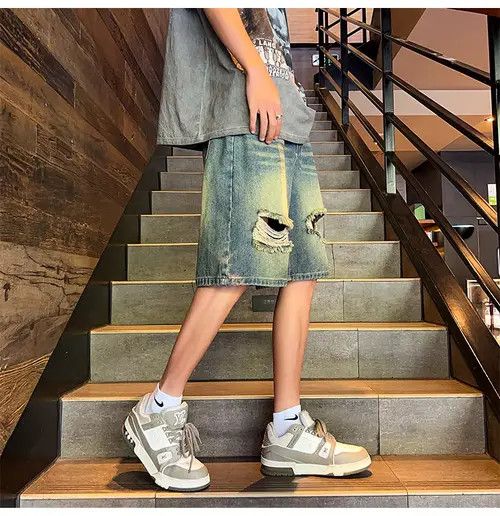 Japanese Brand Blue High Street Vintage Loose Fit Denim Shorts Size US 27 - 2 Thumbnail