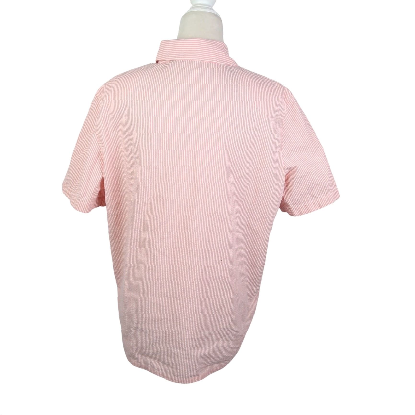 Vintage VINTAGE Koret Pink and White Stripe Flower Embroidered Button-Down Top M Shirt Womens 90s Casual Floral Size M / US 6-8 / IT 42-44 - 4 Thumbnail