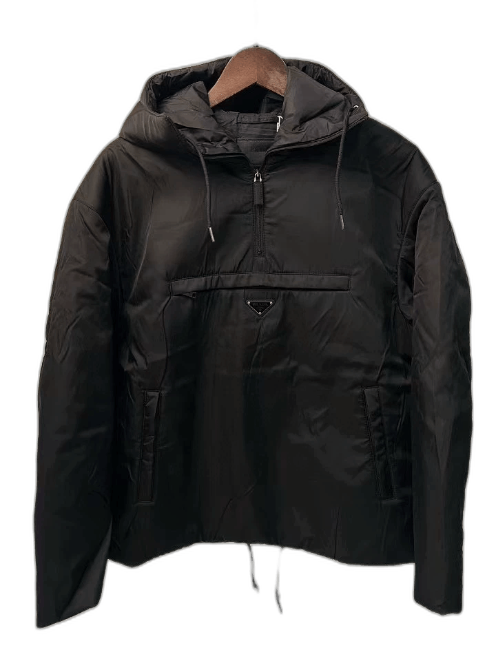 【関税&送料込】Prada Black Cotton And Nylon Jacket Prada Prada Black Half-Zip Cotton Jacket-yf | Grailed