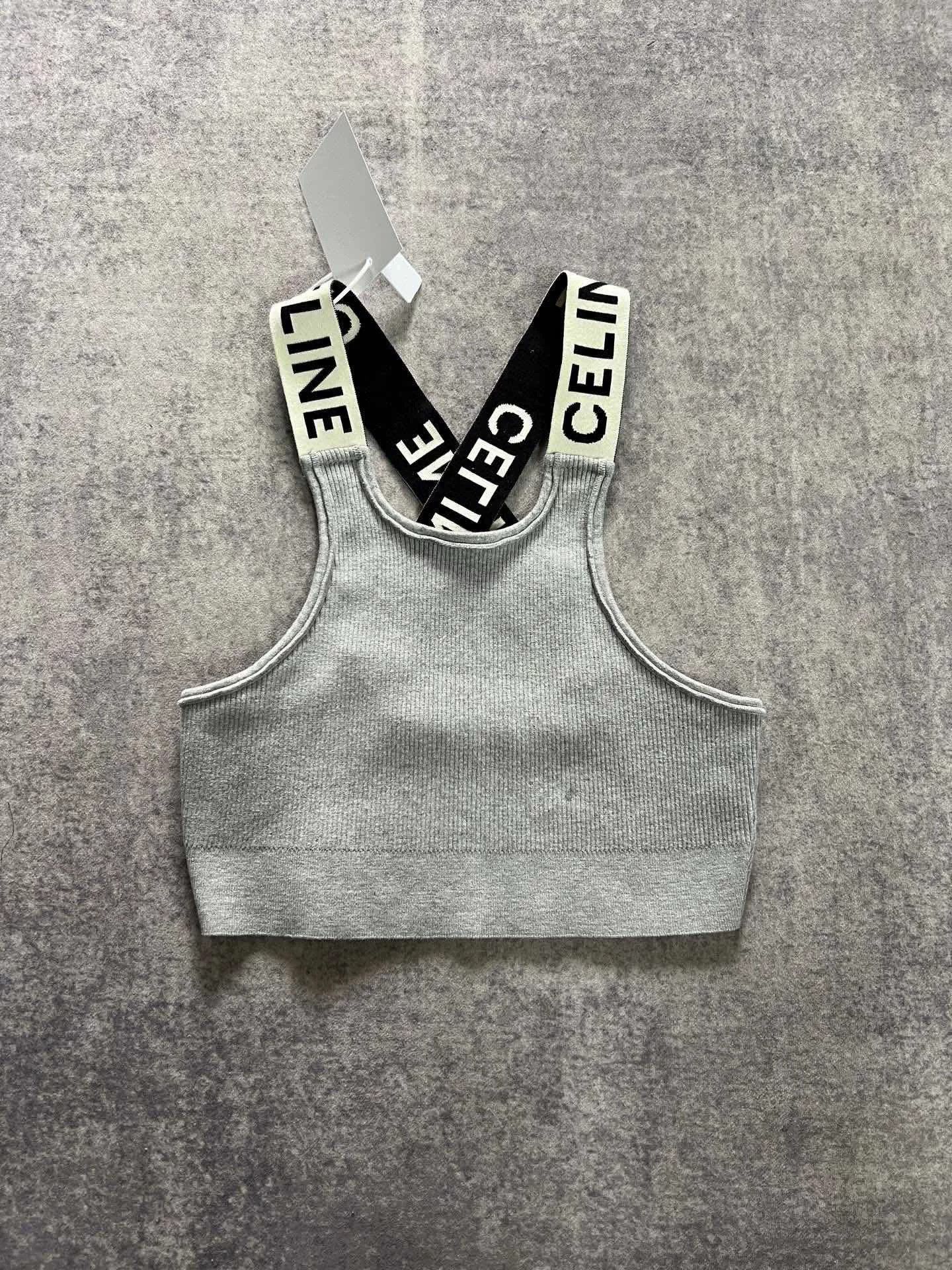 celine gray logo sports tank top