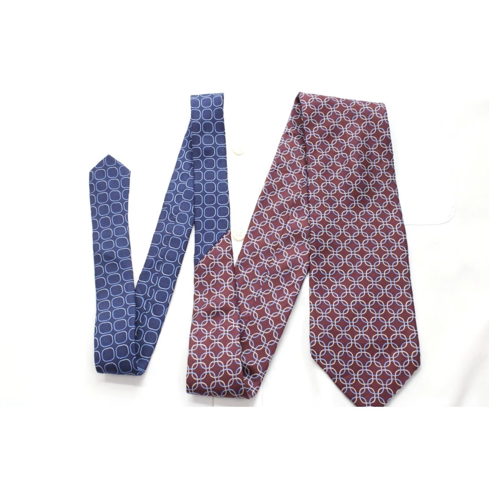 Tommy Hilfiger VTG Tommy Hilfiger Silk Necktie Burgandy Blue Geometric Men's Tie Stylish USA Size ONE SIZE - 2 Thumbnail
