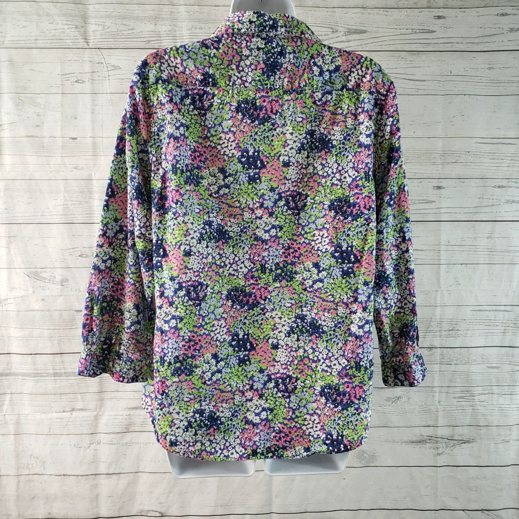 Lands' End Lands' End Womens Blouse Shirt 3/4 Sleeve Cotton Floral Pink Blue Size 10 Womens Size L / US 10 / IT 46 - 4 Thumbnail