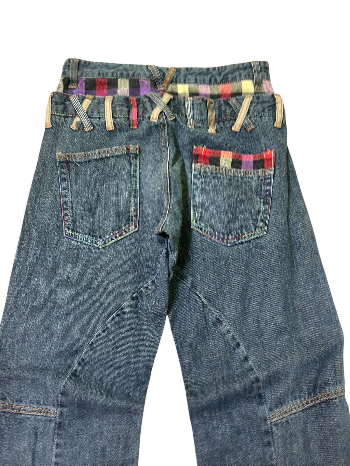 Hysteric Glamour × Japanese Brand × Seditionaries DOUBLE WAIST TARTAN PLAID UNIQUE GRAPHIC DENIM PANTS Size US 27 - 9 Thumbnail
