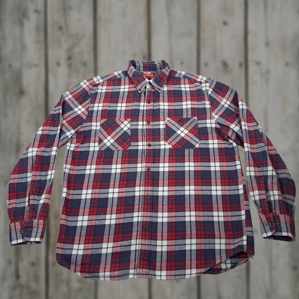 JCPenney VINTAGE Big Mac Shirt Mens Large Blue Red Flannel Plaid JC Penney Button Up 90s Size US L / EU 52-54 / 3 - 1 Thumbnail