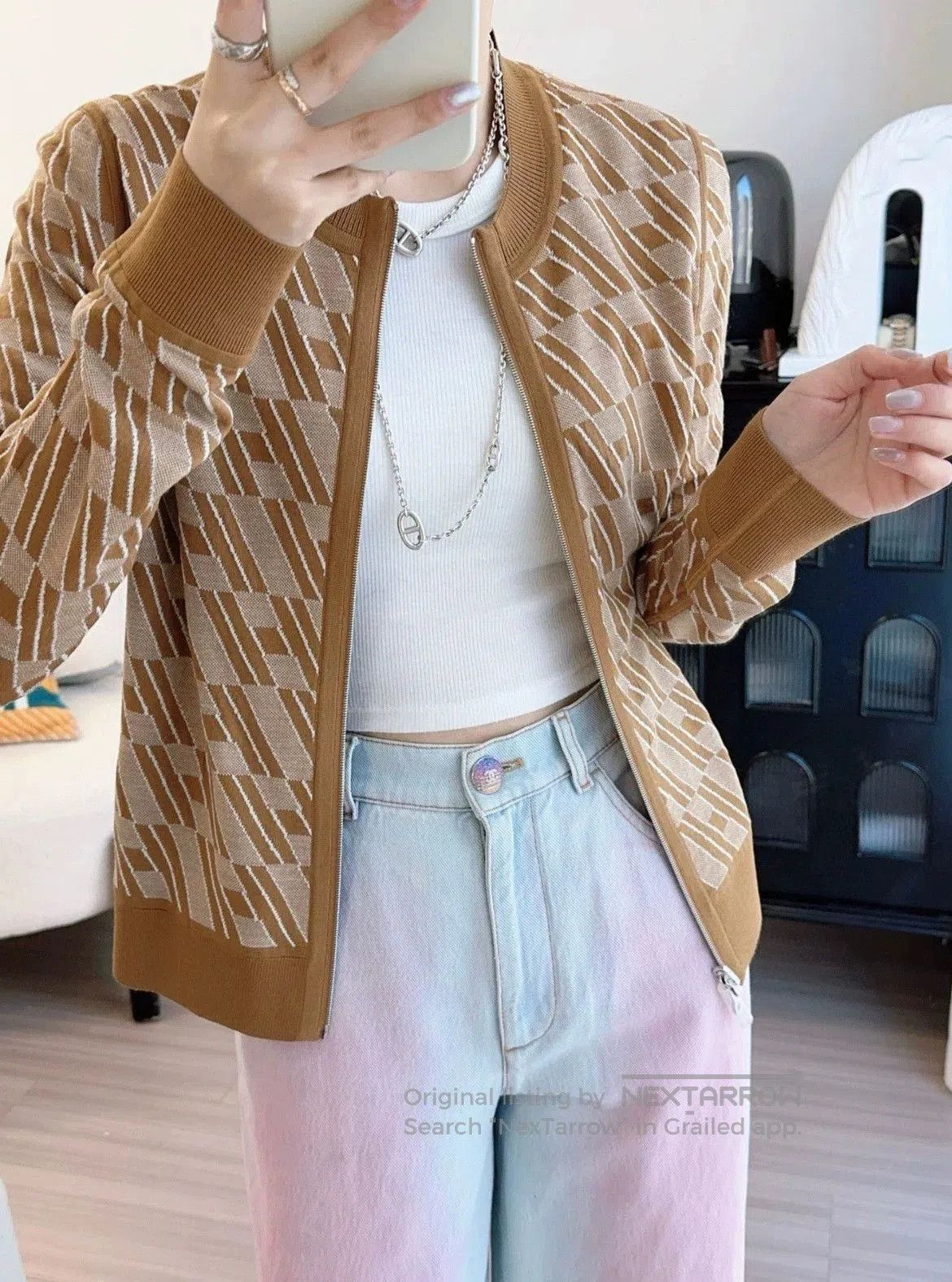 Hermes Hermes Caramel Zip-Up Cardigan. Size US S / EU 44-46 / 1 - 7 Thumbnail
