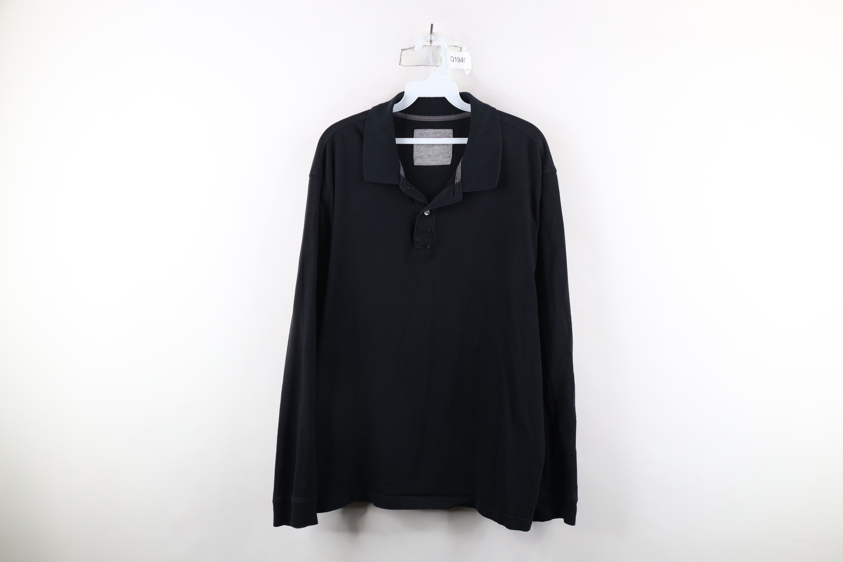 Vintage Vintage 90s Streetwear Blank Long Sleeve Polo Shirt Black Size US L / EU 52-54 / 3 - 1 Thumbnail