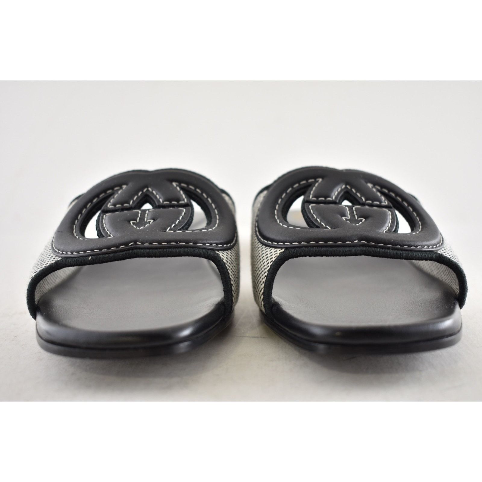 Gucci Gucci GG Interlocking Black Leather Canvas Mule Sandal 42 Size US 12 / IT 42 - 10 Thumbnail
