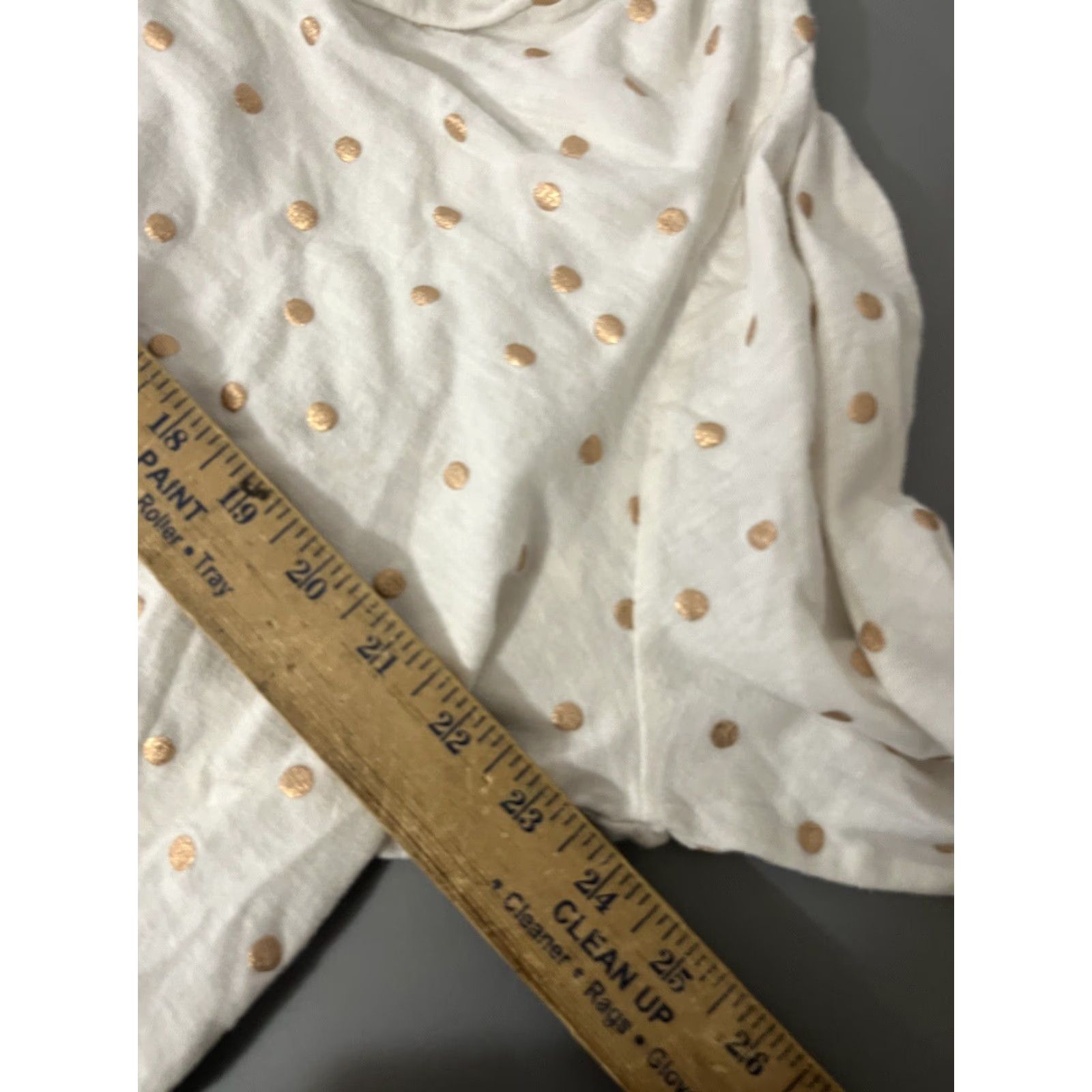 Loft VINTAGE Loft Plus 20/22 Crean W/Shiny Gold Polka Dot Scoop Neck Long Sleeve Tshirt Size 3XL / US 20-22 - 5 Thumbnail