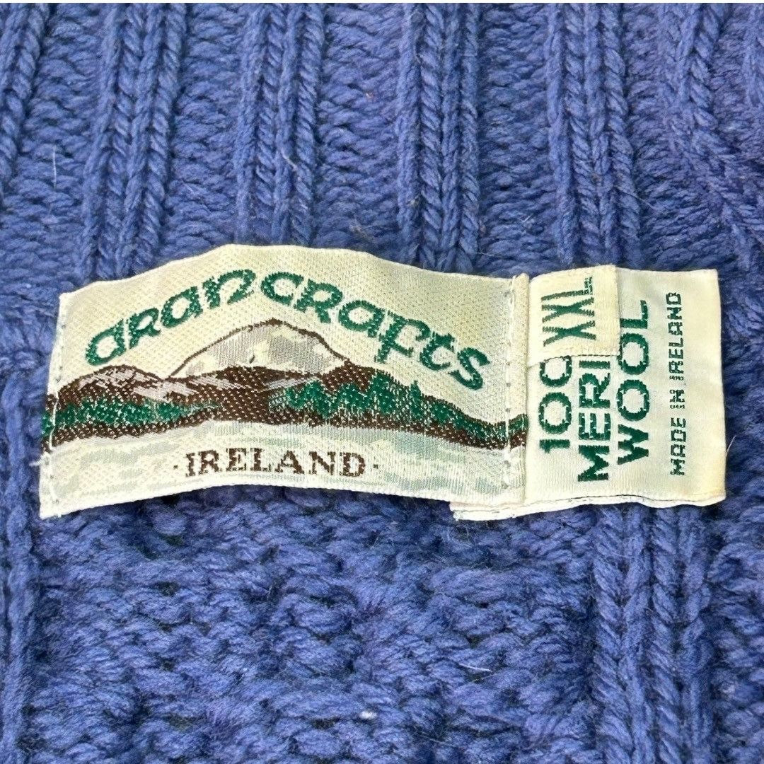 Aran Crafts ARAN CRAFTS Ireland Blue Cable Knit 100% Merino Wool Cardiga Size US XXL / EU 58 / 5 - 3 Thumbnail