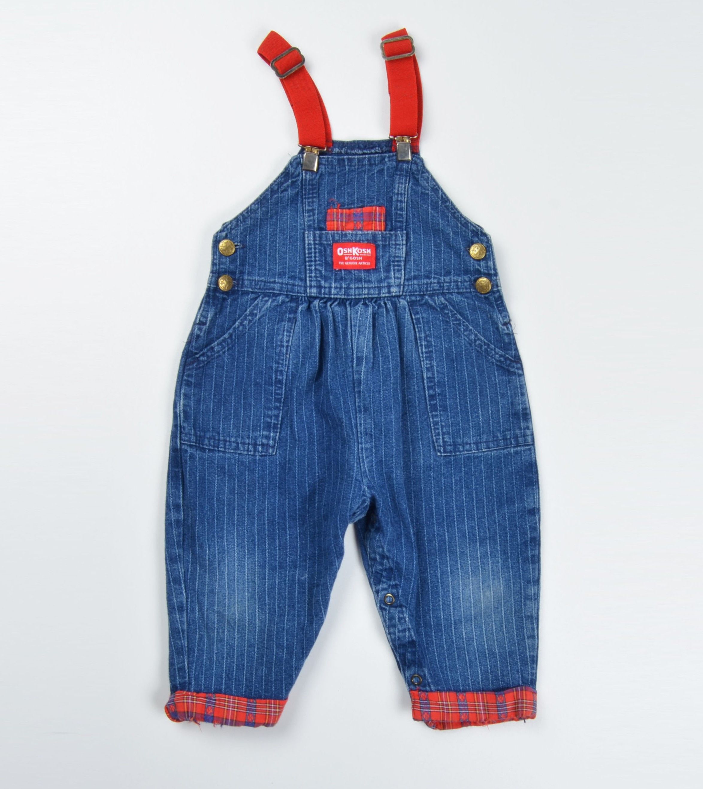 Oshkosh Vintage Oshkosh B’gosh Baby Striped Kitty Denim Overalls Size XXS / US 00 / IT 34 - 1 Thumbnail