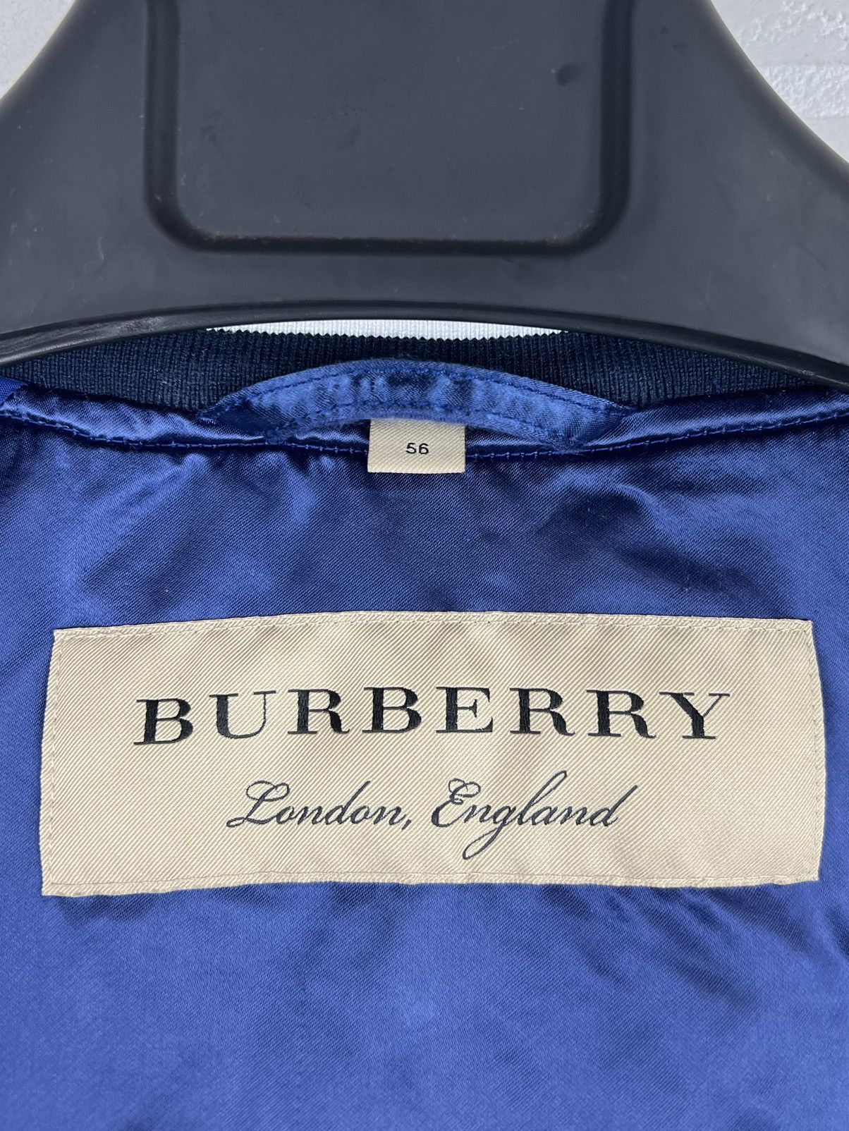 Burberry BURBERRY Bomber Jacket Lidington Nylon Satin Navy Men's Size US XL / EU 56 / 4 - 11 Thumbnail