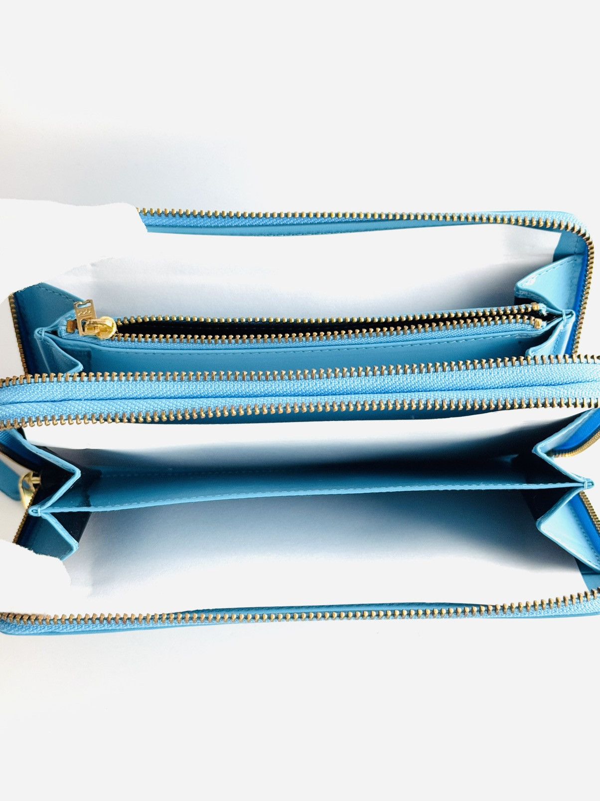 Comme des Garcons × Japanese Brand New lg Comme des Garcons dbl zip continental wallet blue CDG Size ONE SIZE - 13 Thumbnail