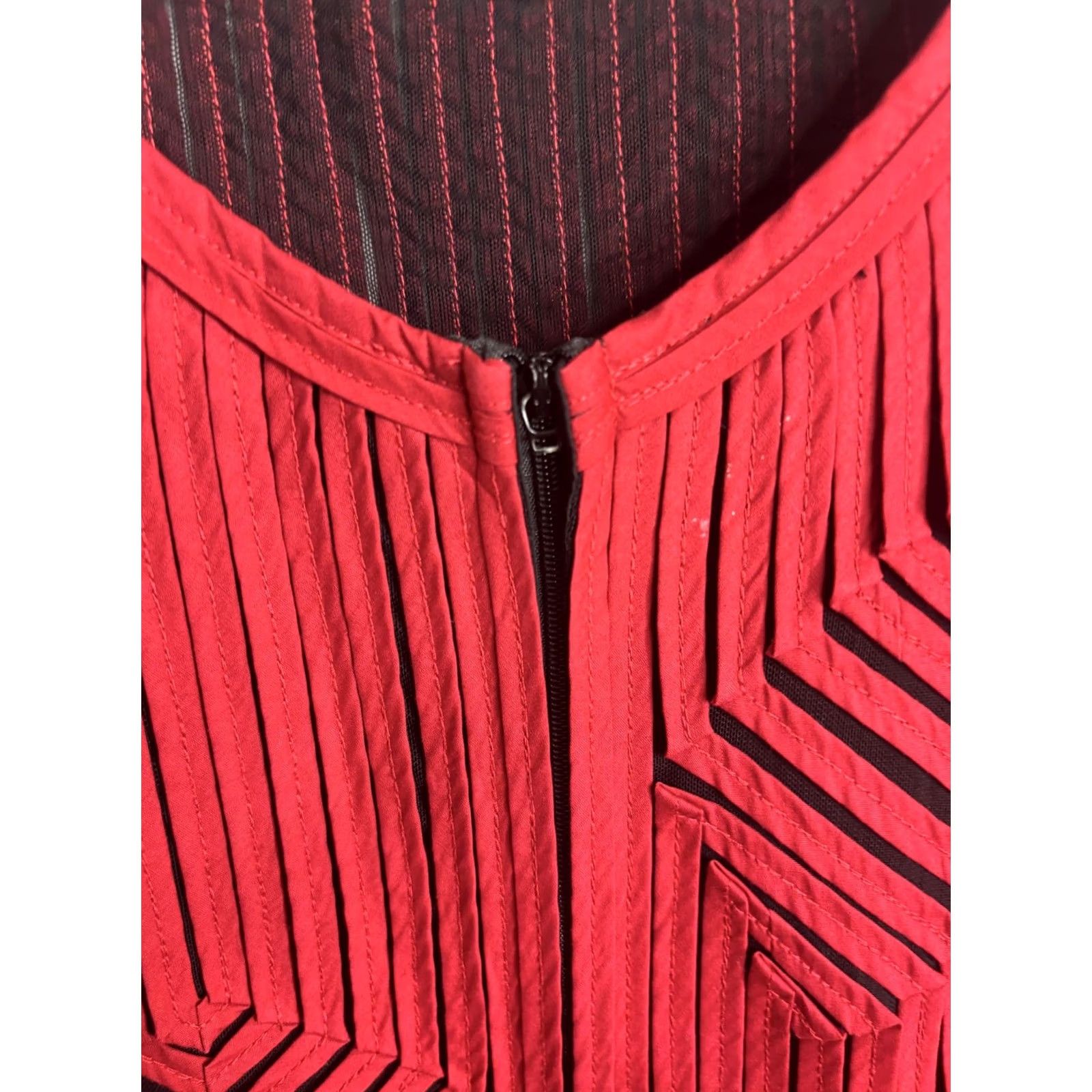 Vintage Peck & Peck Jacket Womens 6 Red Geometric Zip Up Blazer Size M / US 6-8 / IT 42-44 - 3 Thumbnail