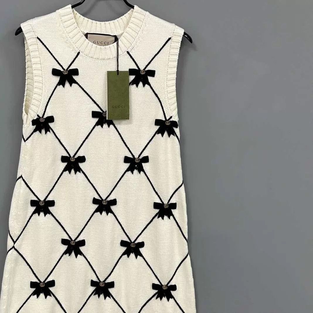Gucci GUCCI GG All Over Print Bow Sleeveless Dress M Size M / US 6-8 / IT 42-44 - 2 Thumbnail