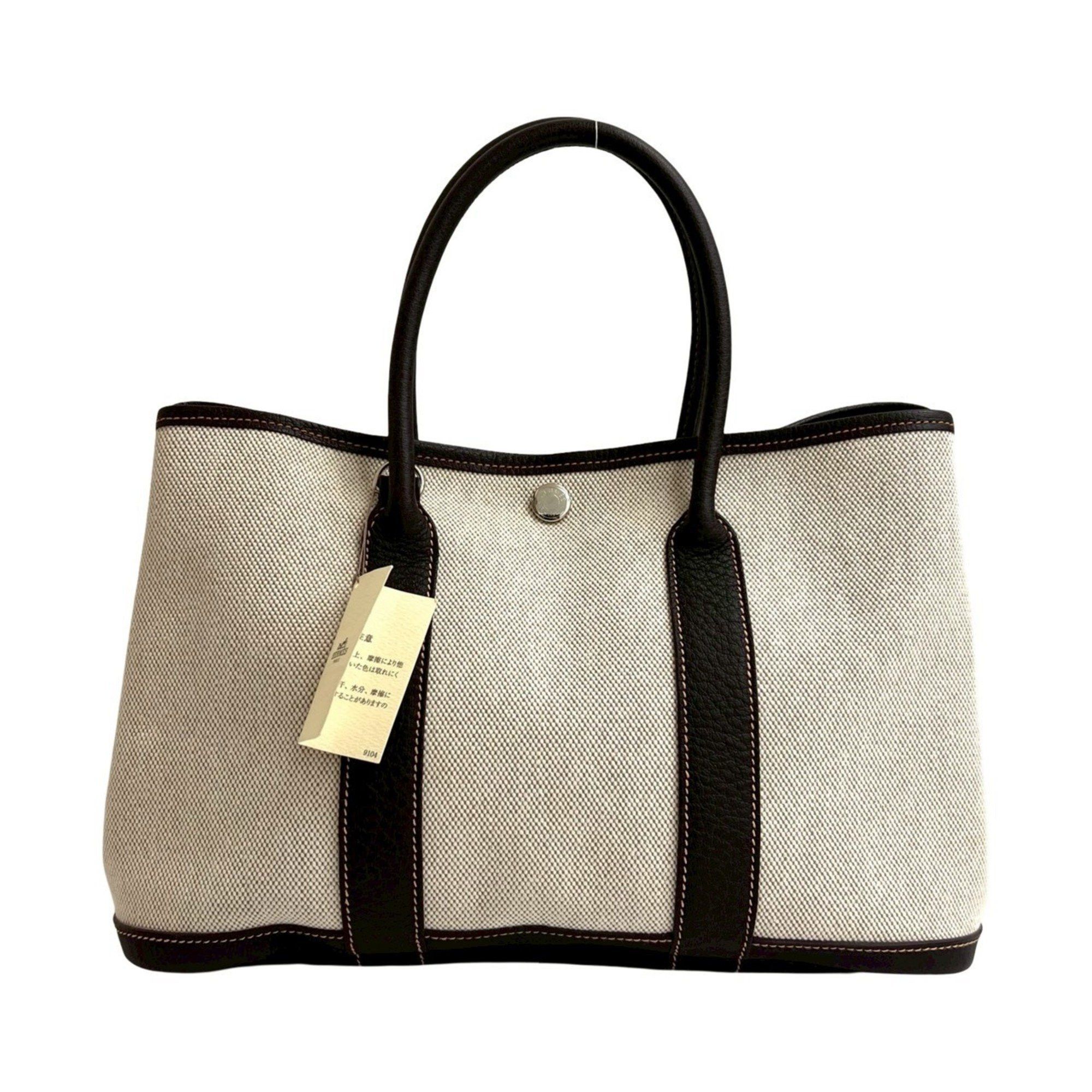 □I engraved HERMES Garden Party TPM Toile H 2-way handbag tote bag shoulder bag 30154